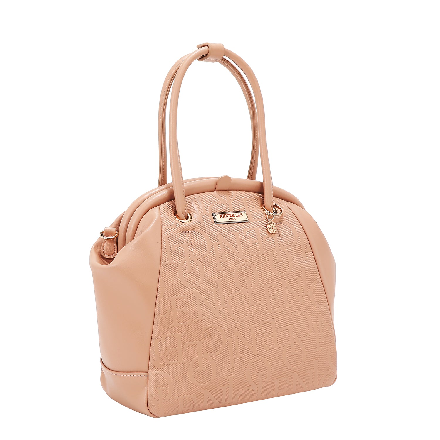 Shoulder bag with elegant relief frame (pink)