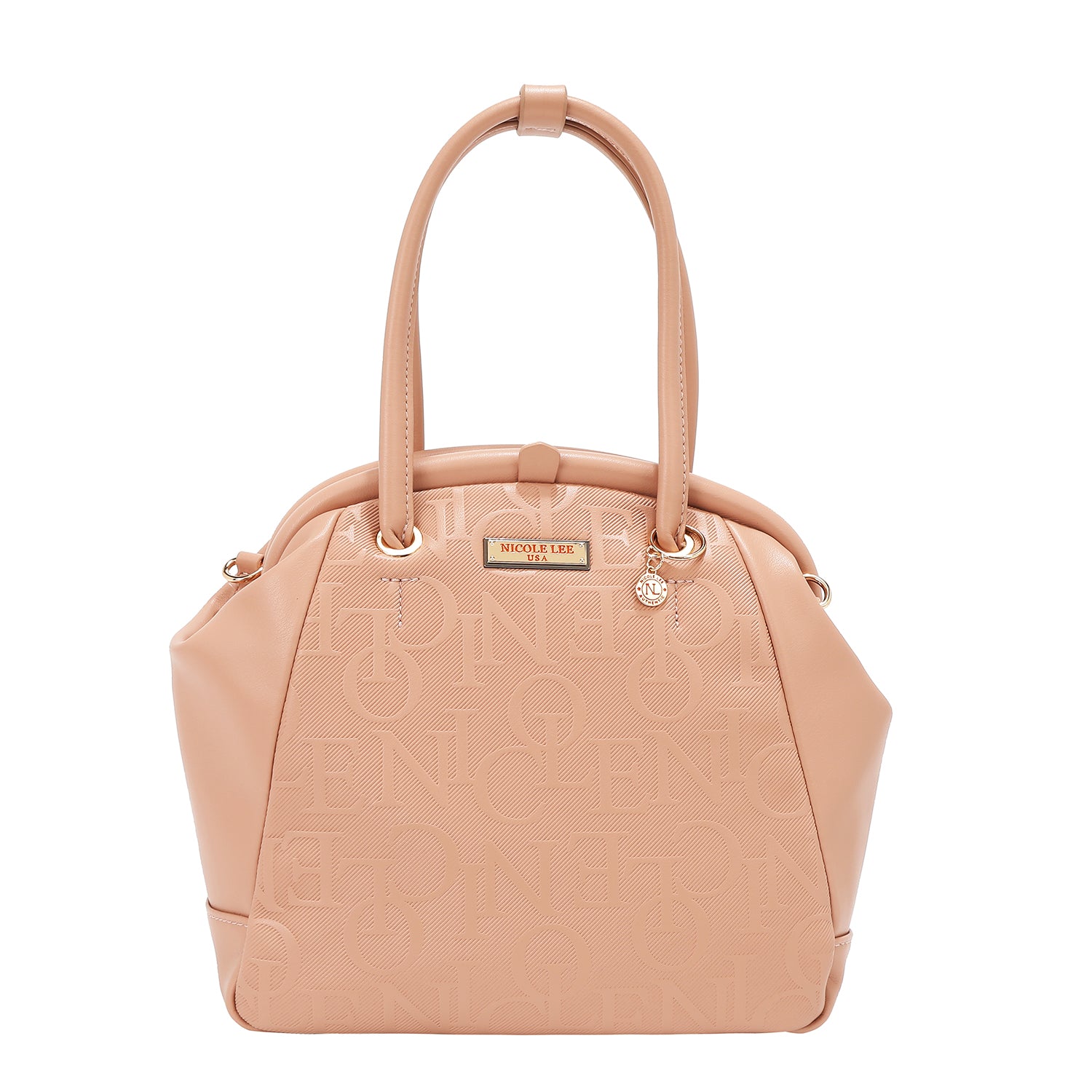 Shoulder bag with elegant relief frame (pink)