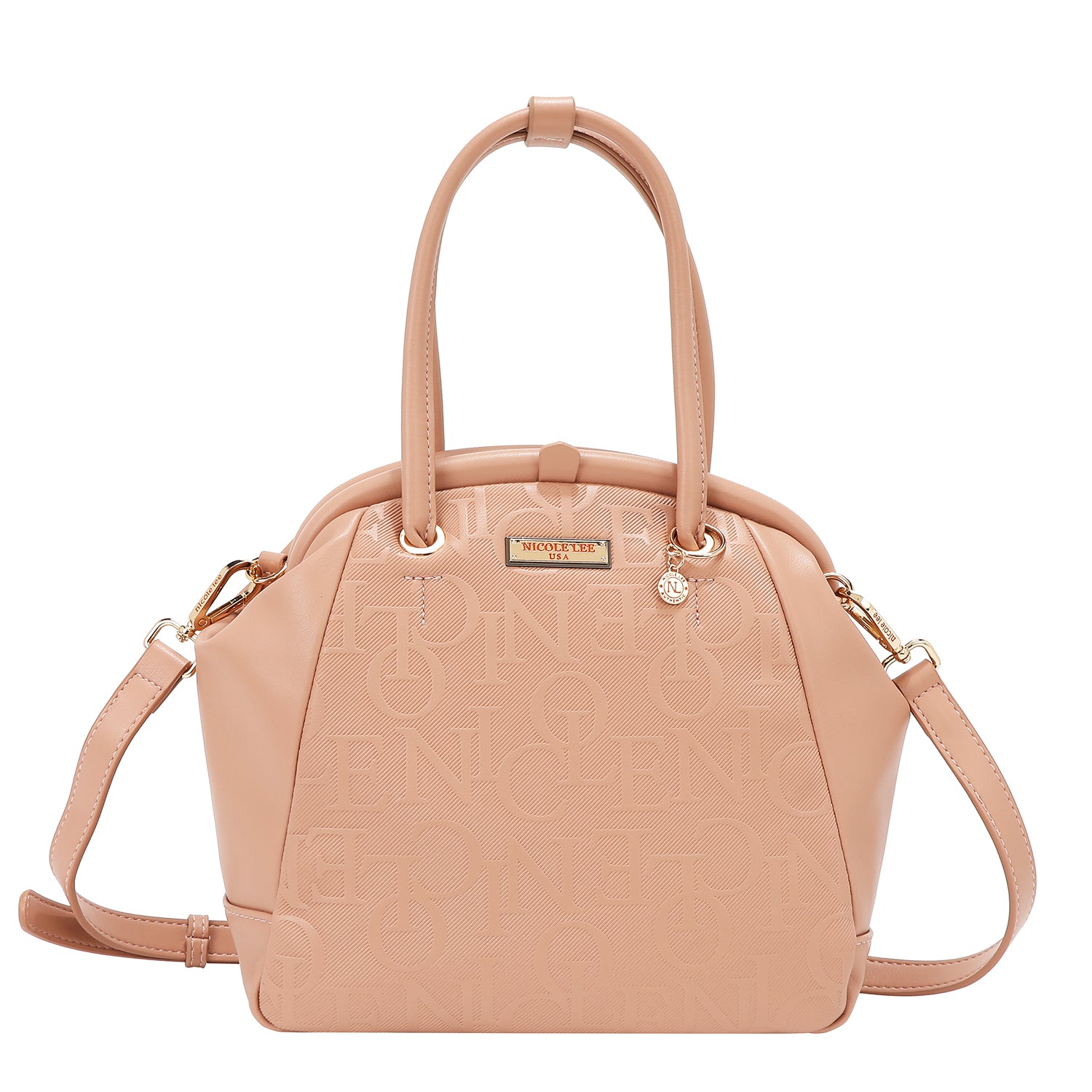 Shoulder bag with elegant relief frame (pink)