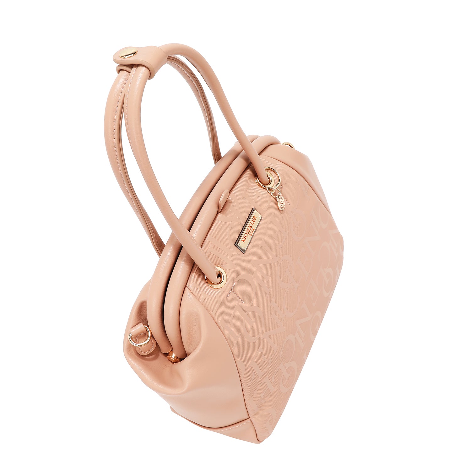 Shoulder bag with elegant relief frame (pink)