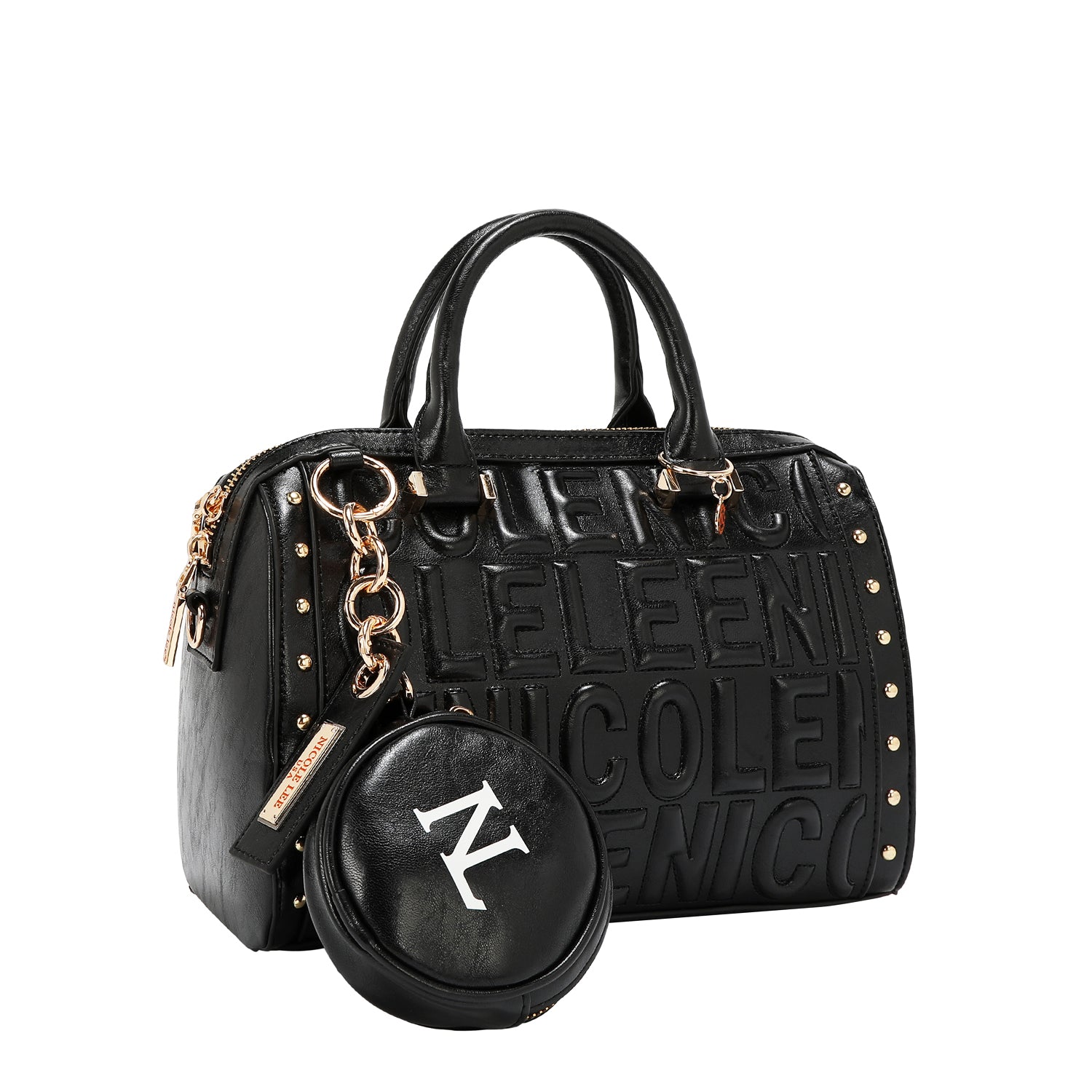 BOSTON BAG WITH EMBOSSED LOGO (BLACK)