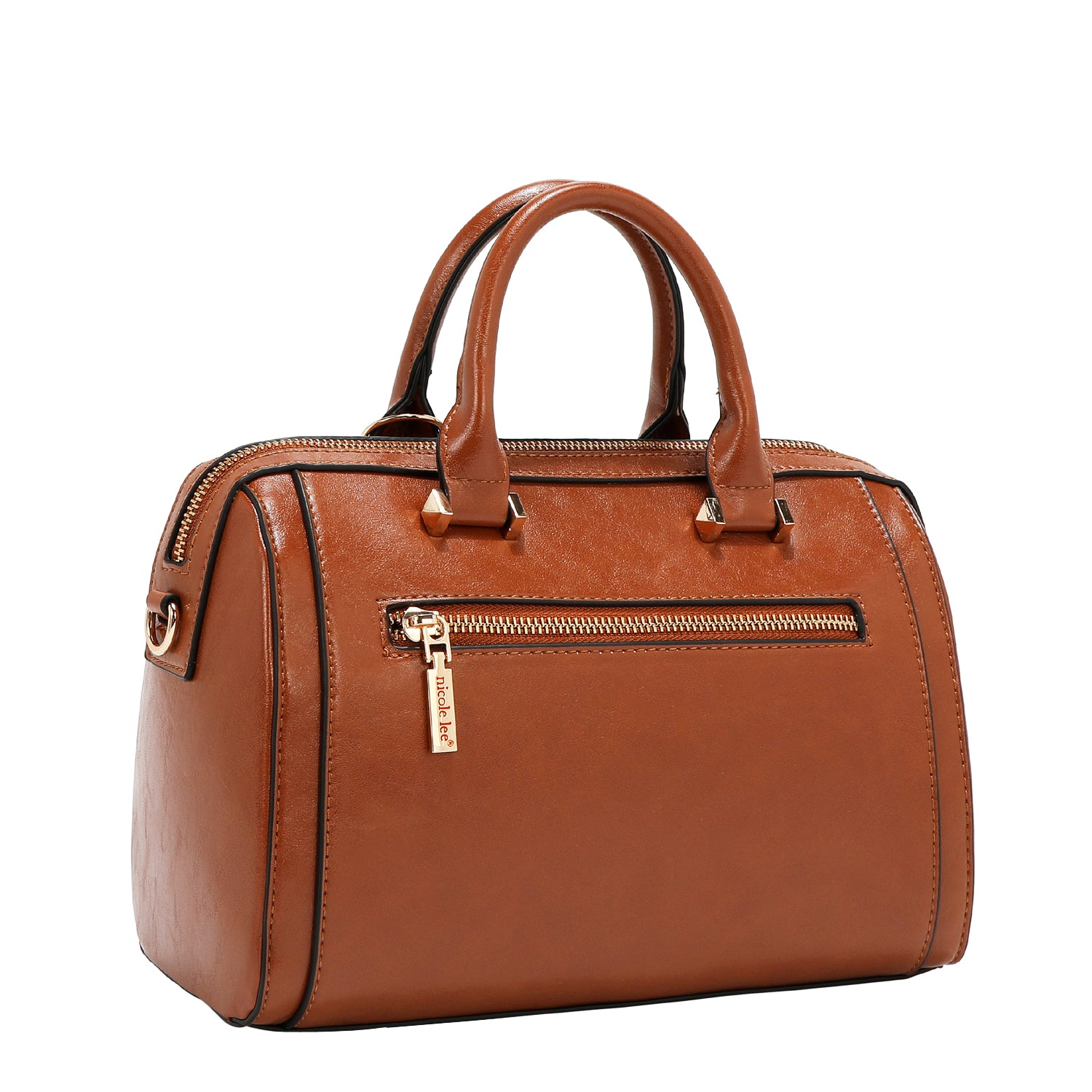 BOSTON BAG WITH EMBOSSED LOGO (BROWN)
