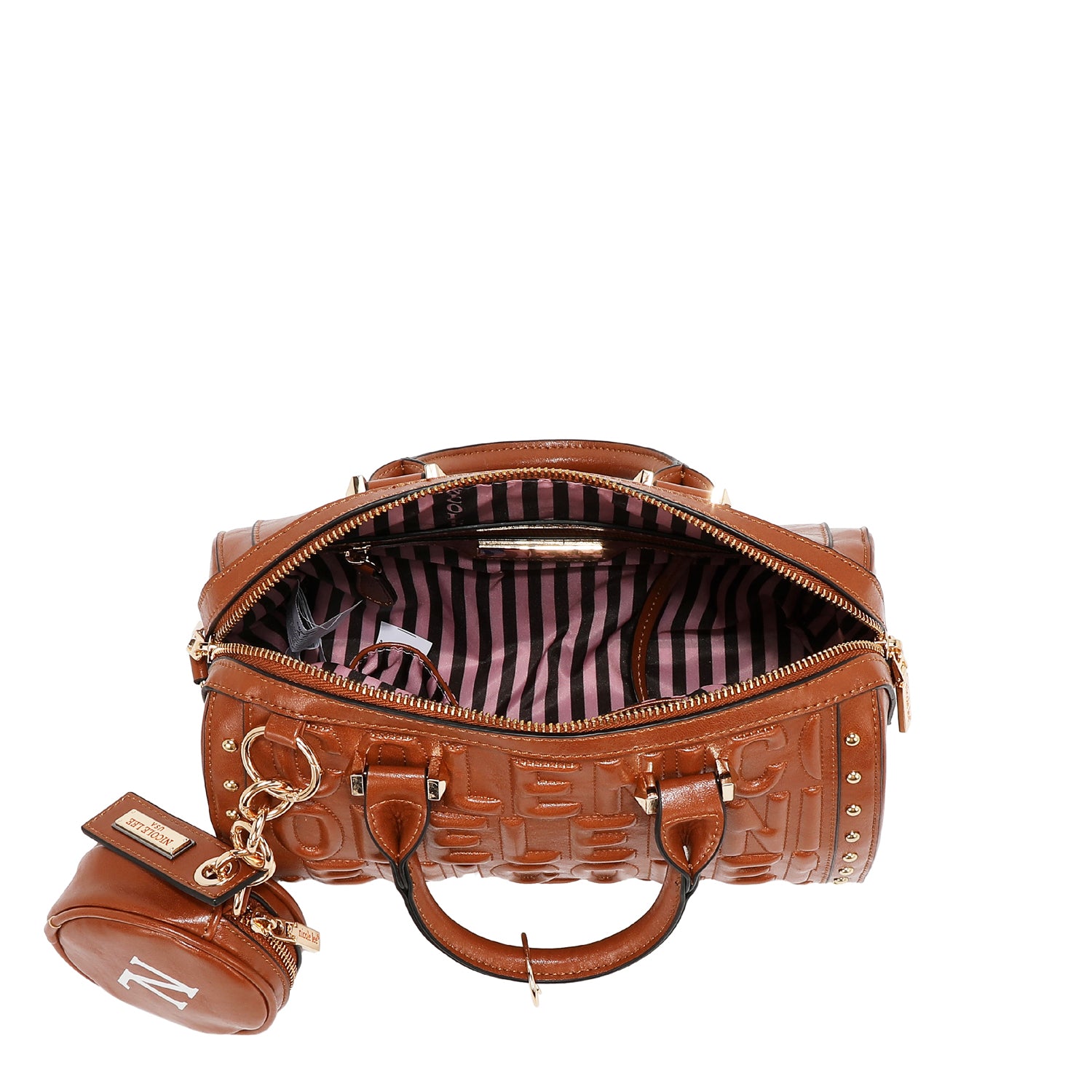 BOSTON BAG WITH EMBOSSED LOGO (BROWN)