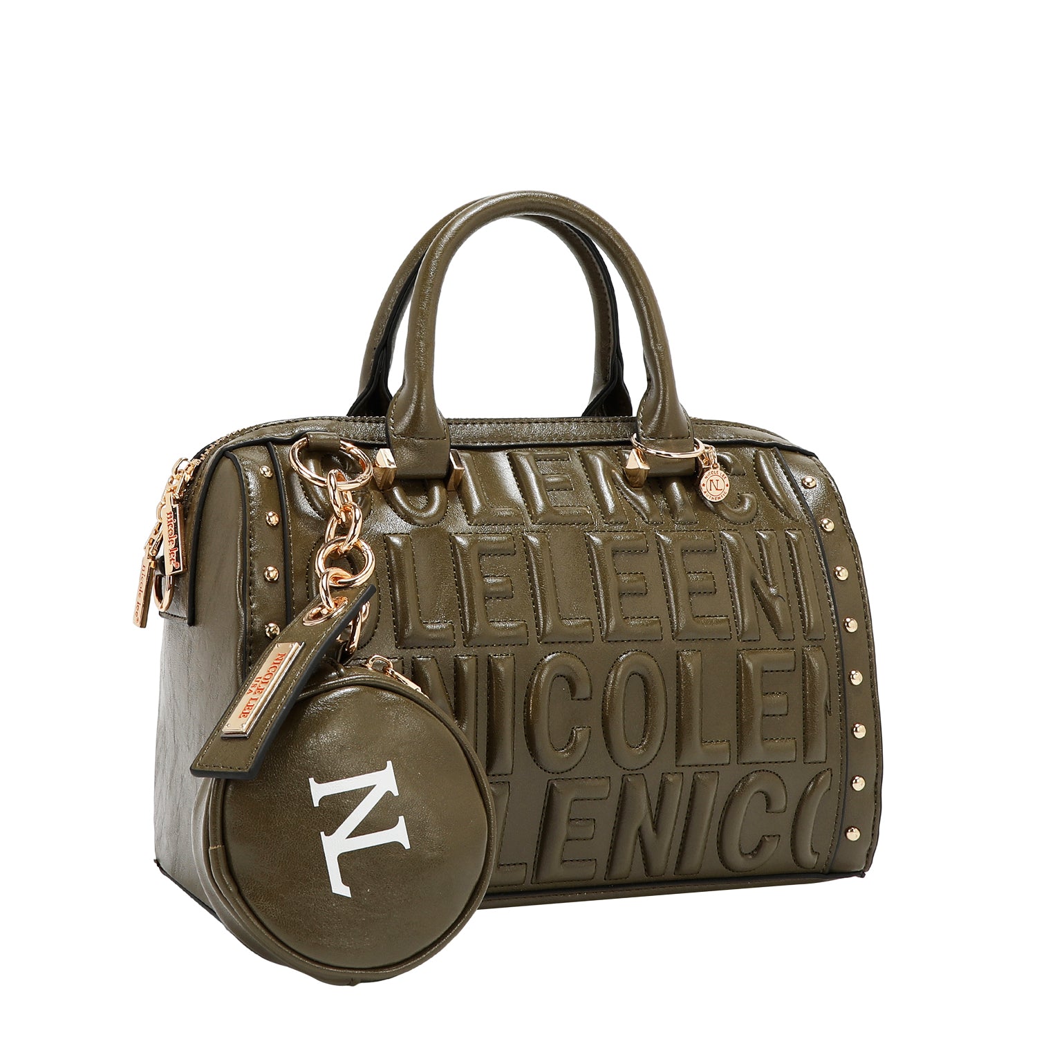 BOSTON BAG WITH EMBOSSED LOGO (OLIVE)