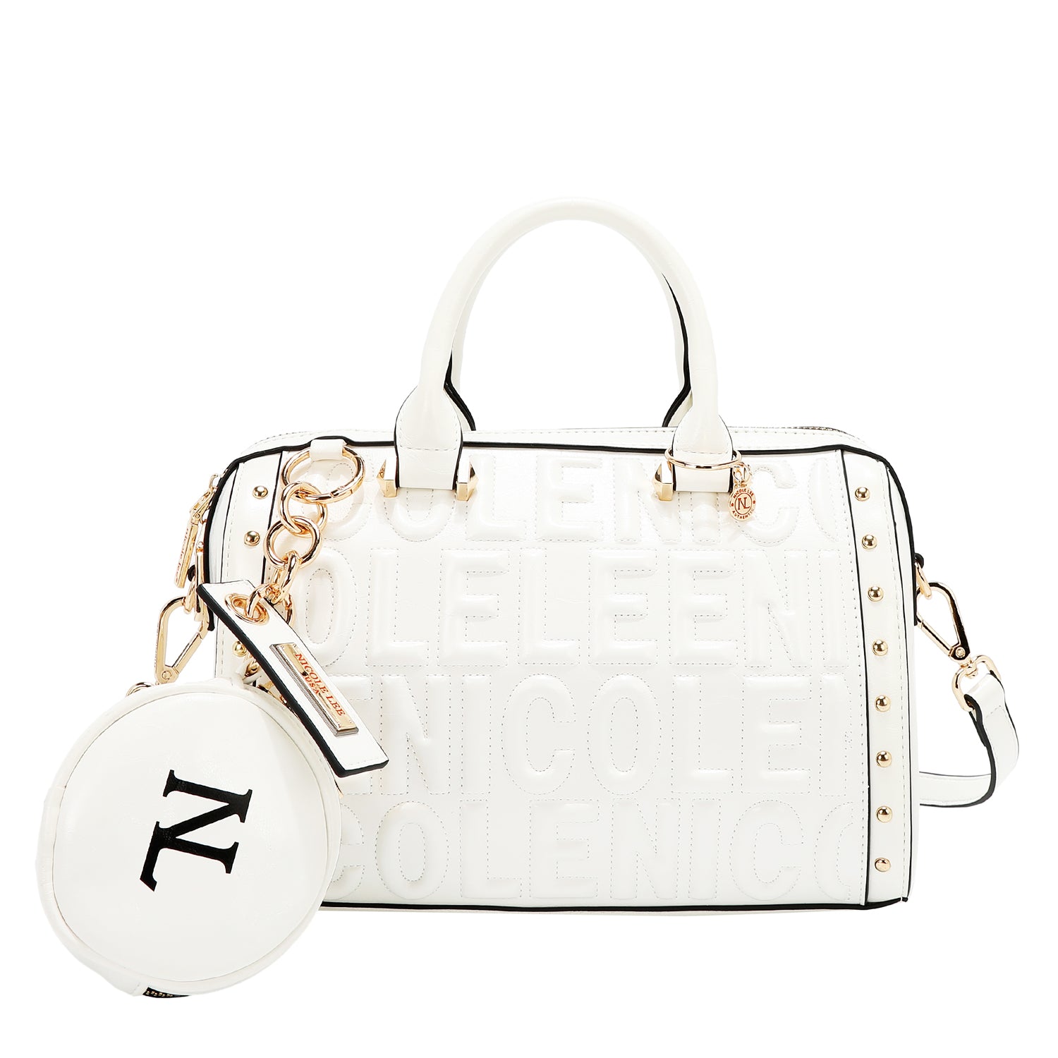 BOSTON BAG WITH EMBOSSED LOGO (WHITE)
