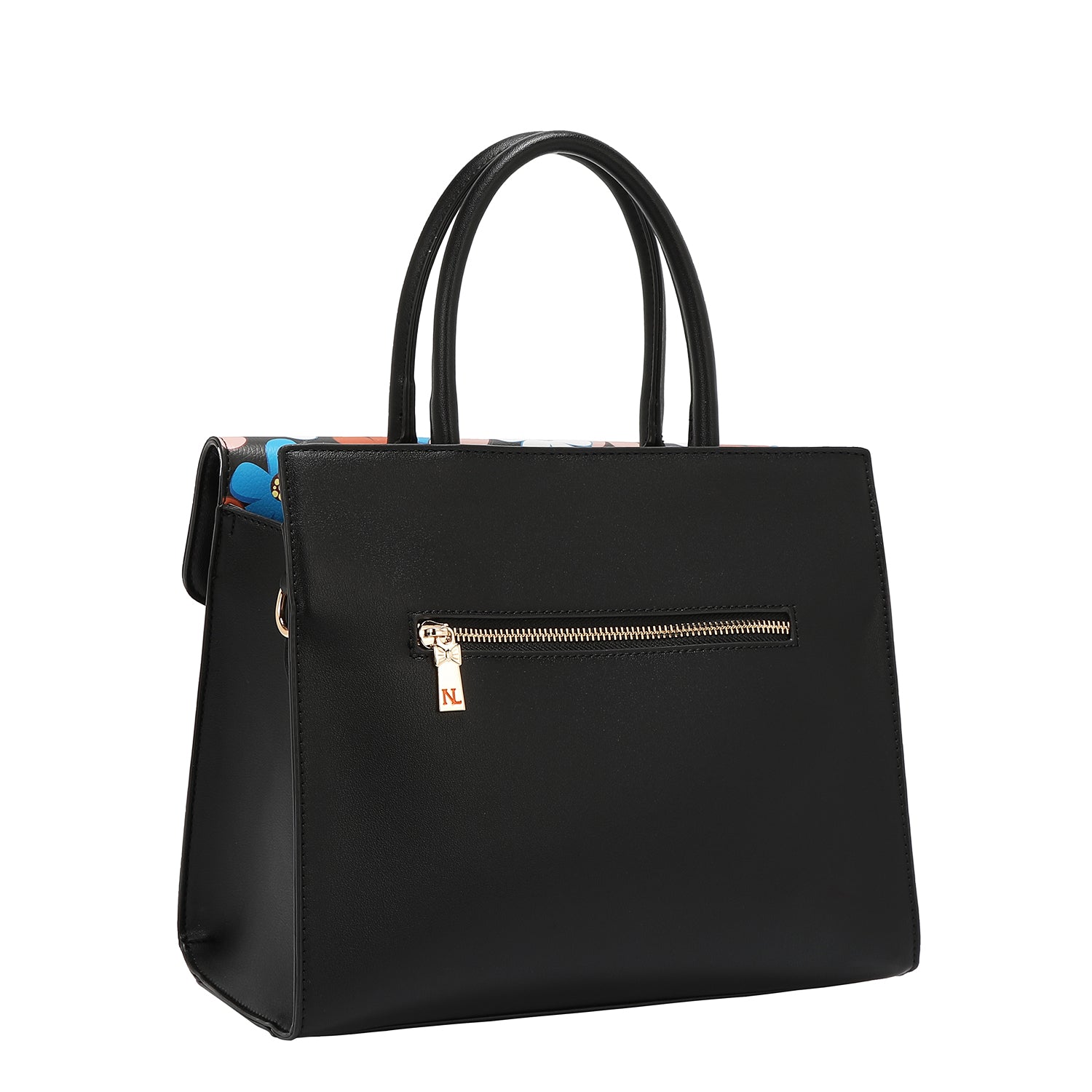 Floral Pop Satchel Bag (Black)