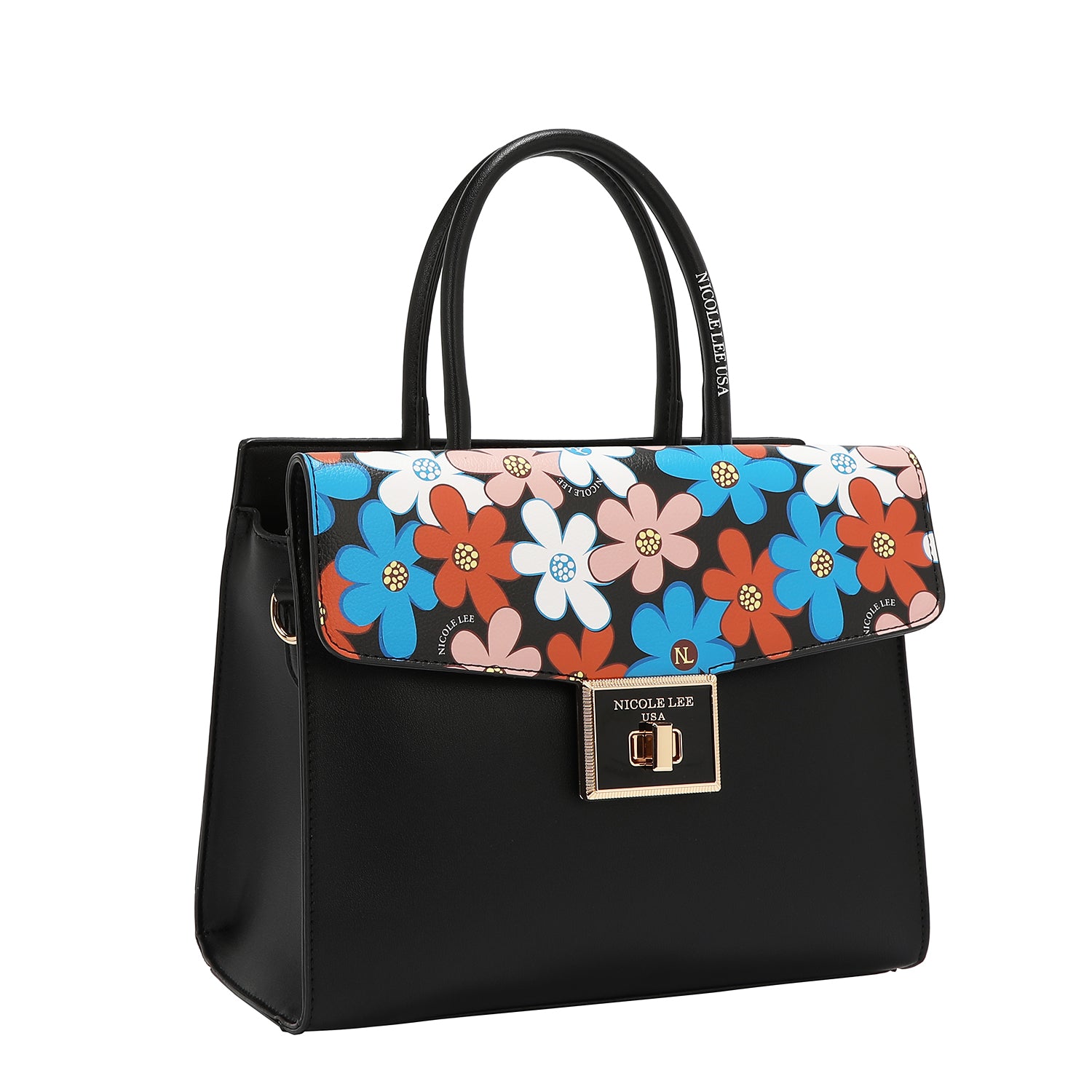Floral Pop Satchel Bag (Black)