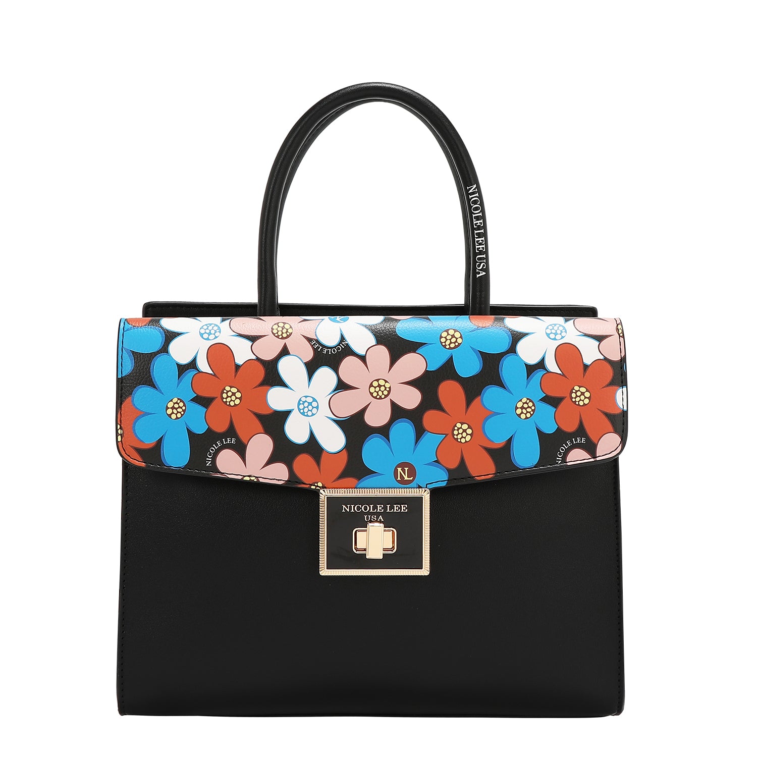 Floral Pop Satchel Bag (Black)