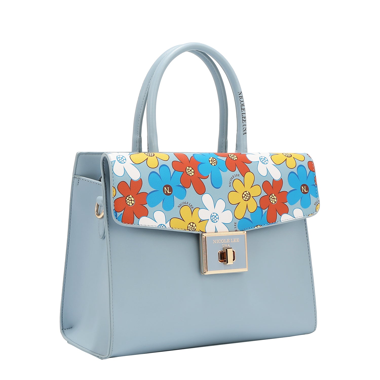 Floral Pop Satchel Bag (Blue)