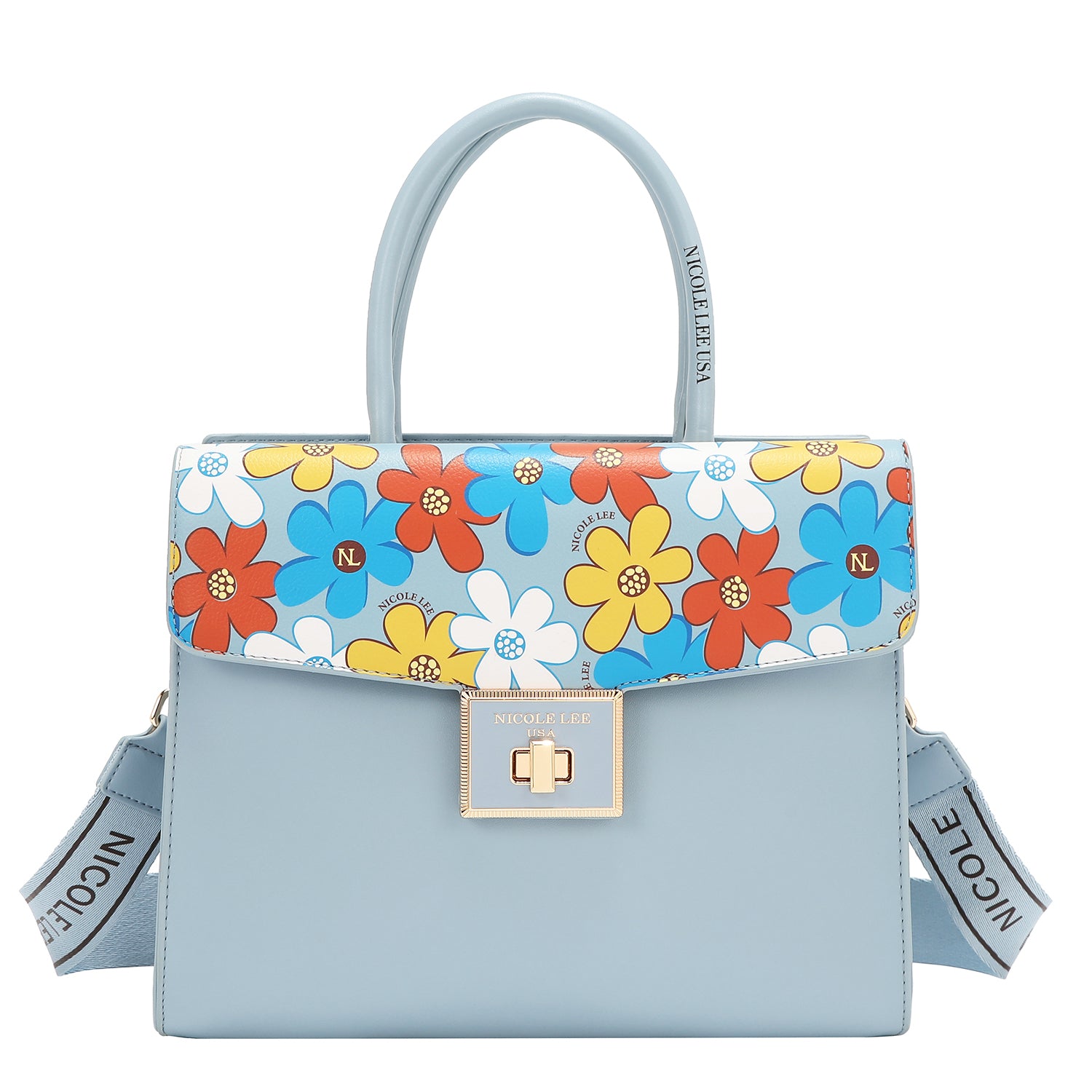 Floral Pop Satchel Bag (Blue)