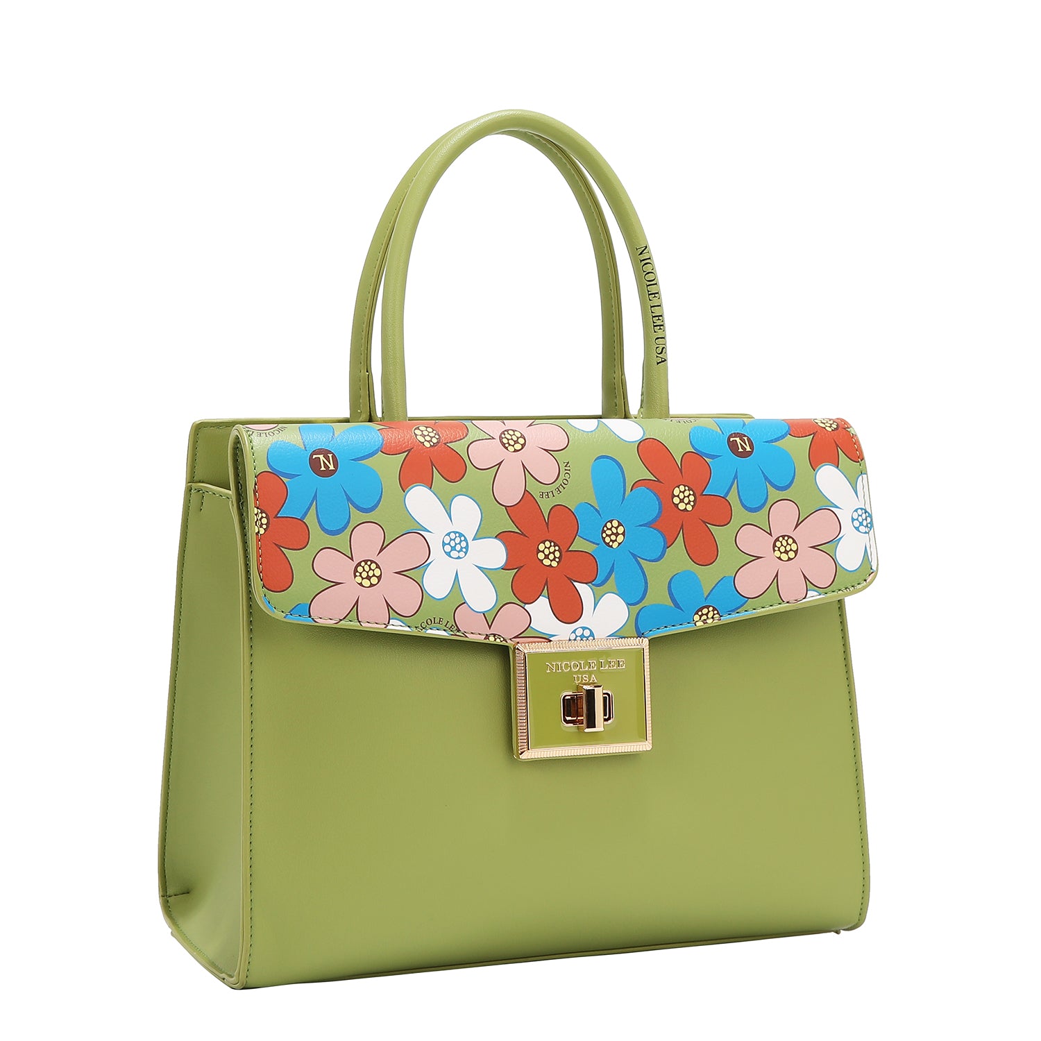 Floral Pop Satchel Bag (Green)