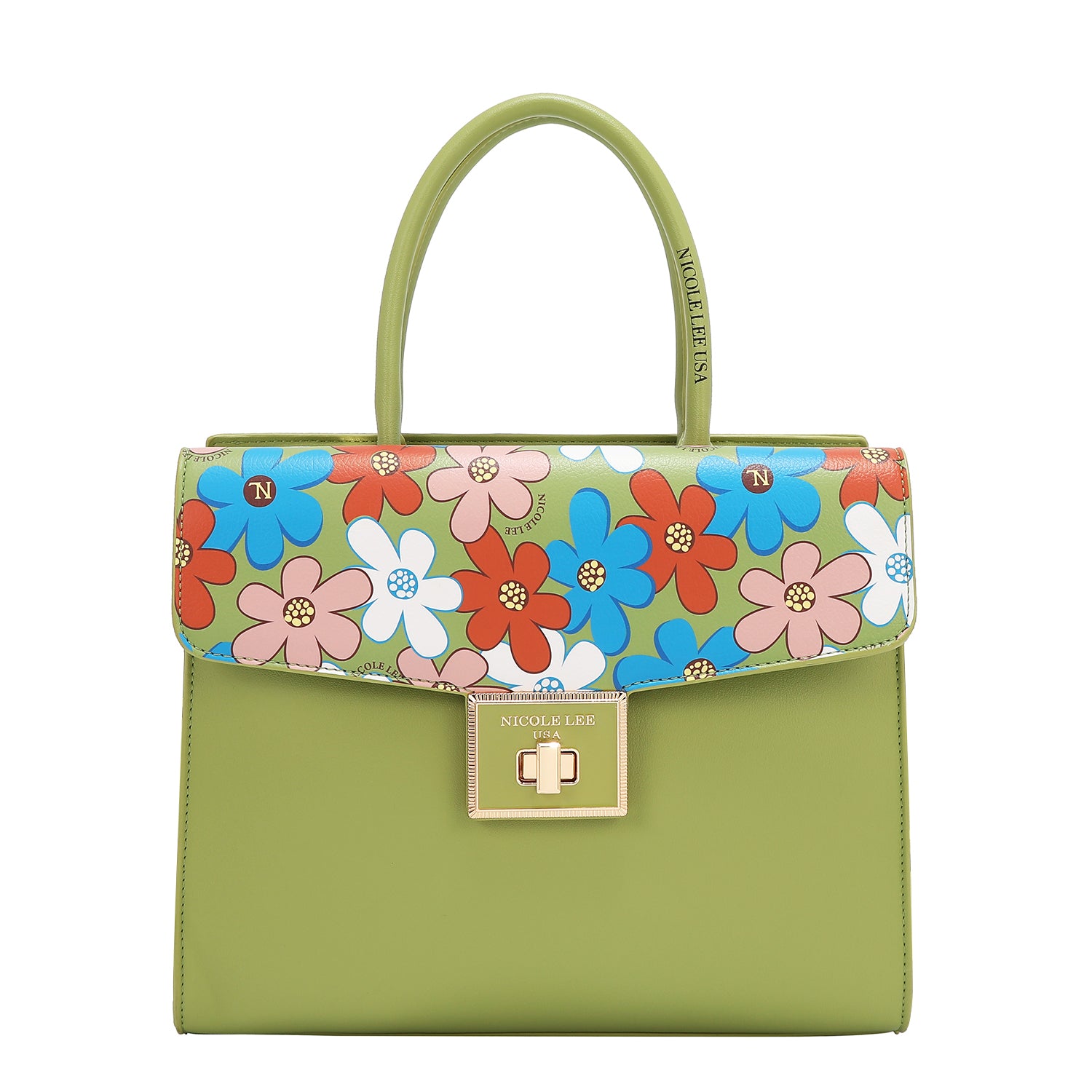 Floral Pop Satchel Bag (Green)