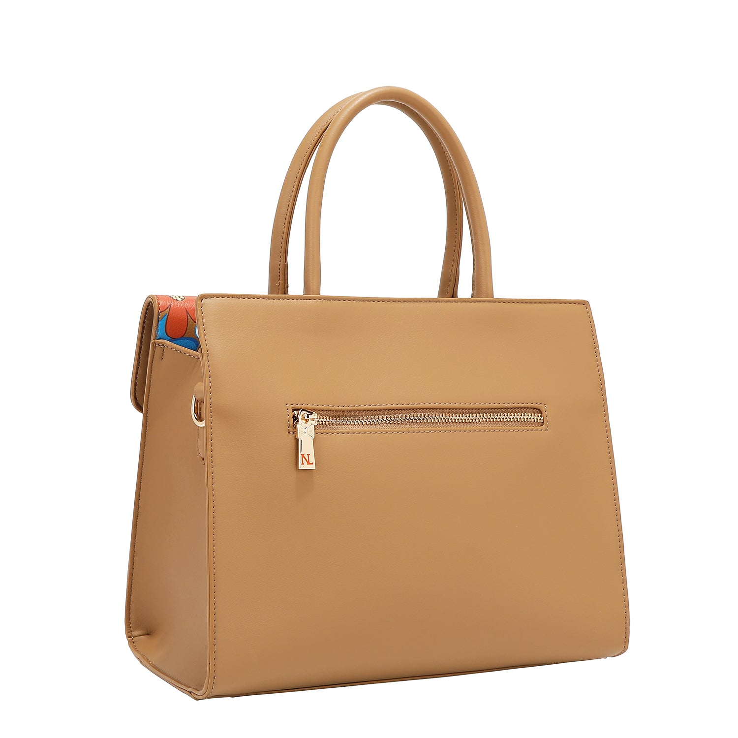 Floral Pop Satchel Bag (Taupe)