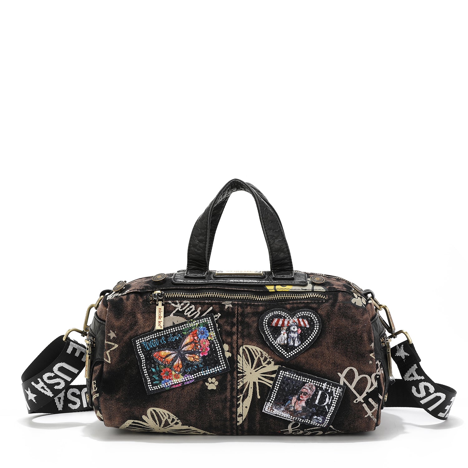 BANDOLERA MEDIANA DE TELA VAQUERA GRIS