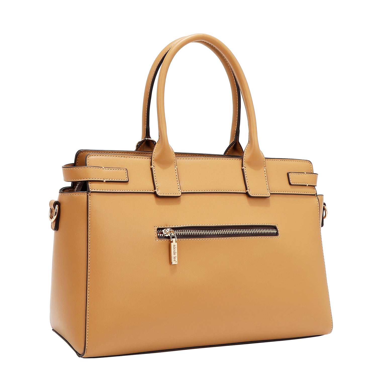 Satchel bag with geometric cuts (sand)