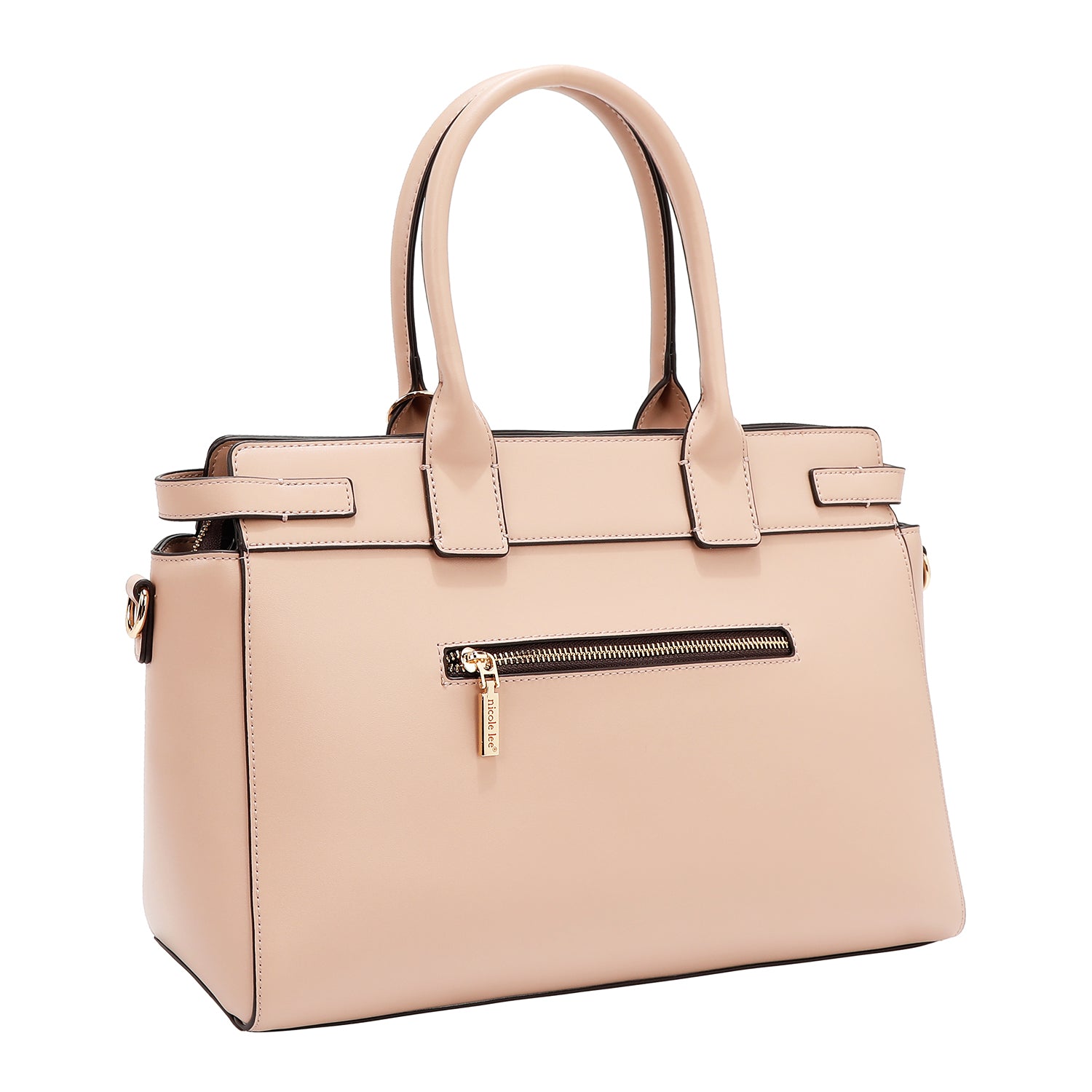 Satchel bag with geometric cuts (pink)