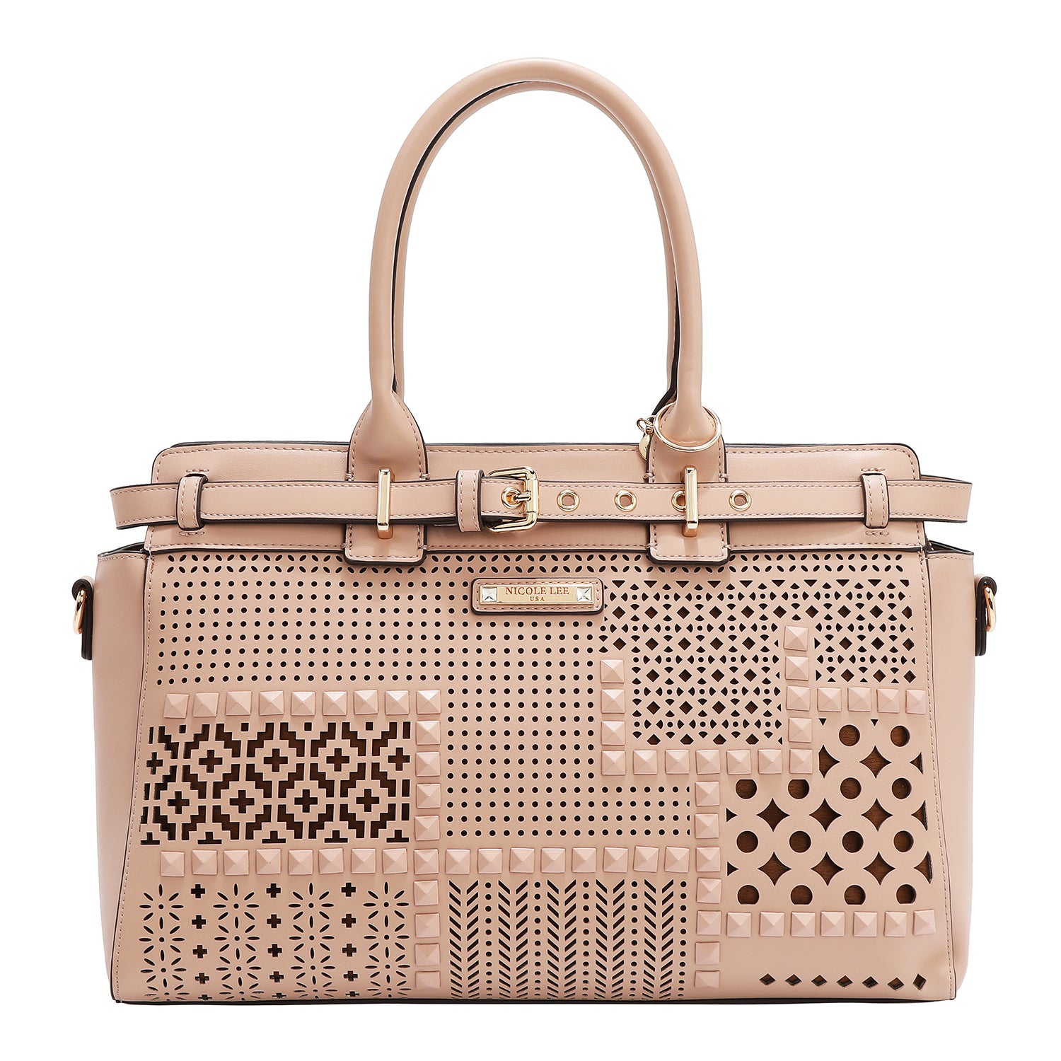 Satchel bag with geometric cuts (pink)