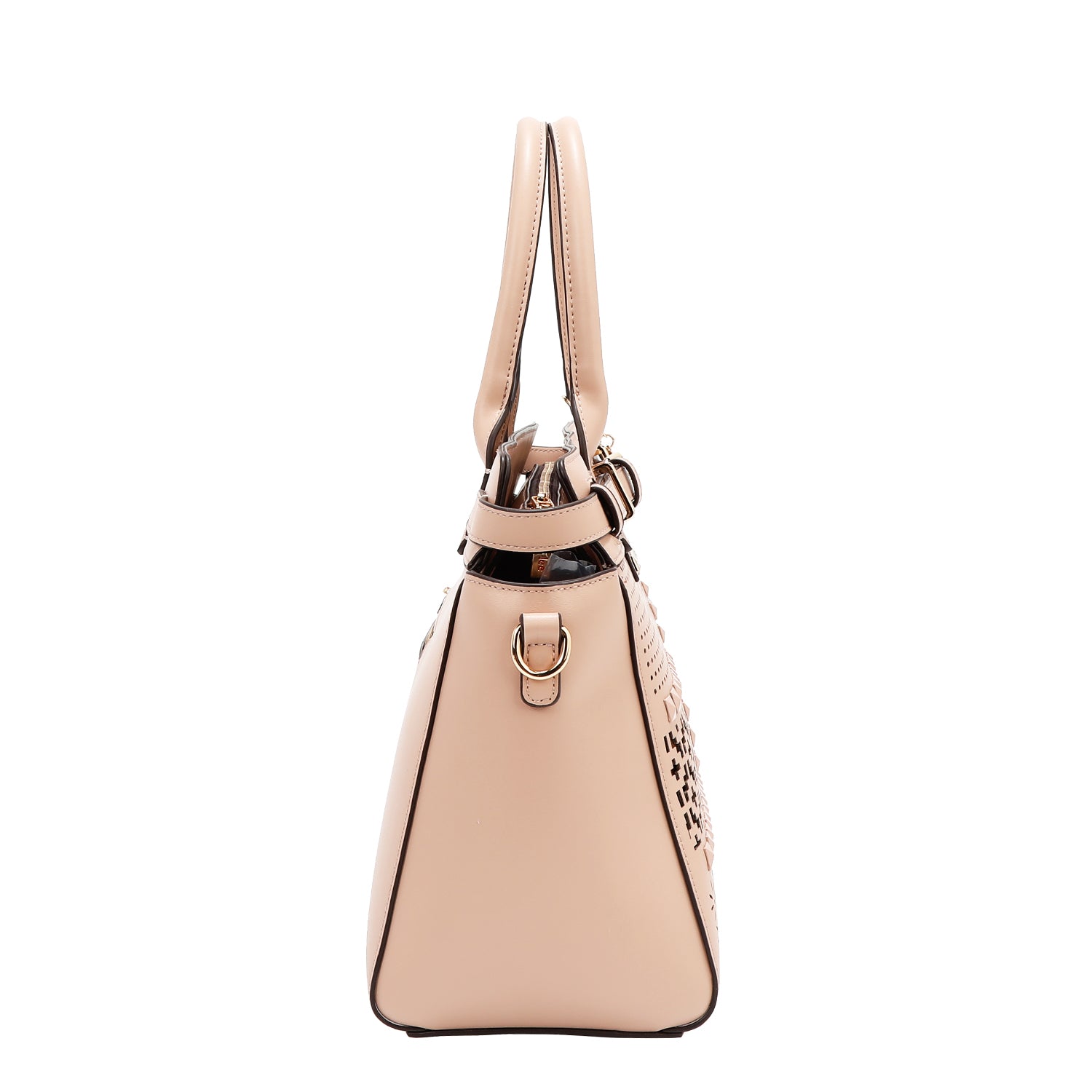 Satchel bag with geometric cuts (pink)