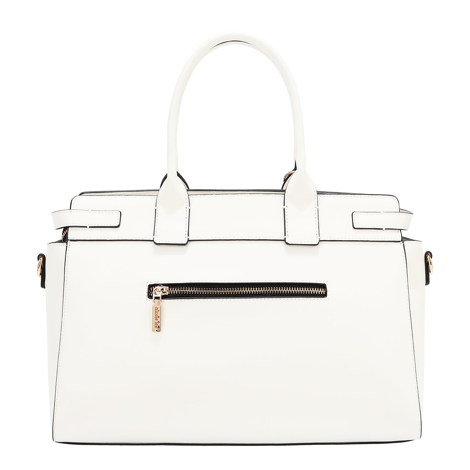 Satchel bag with geometric cuts (white)
