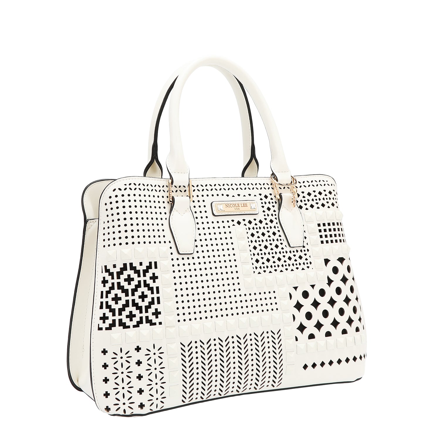 Dome bag with geometric cut (white)