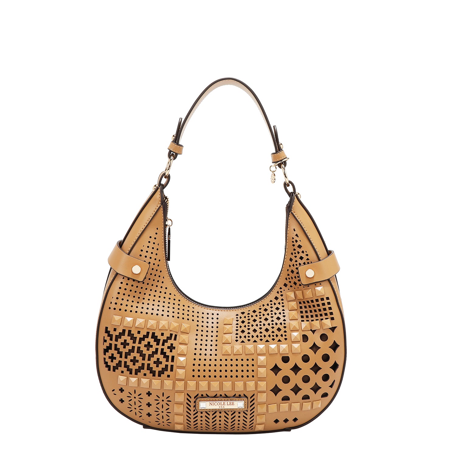 Shoulder bag with geometric cut (sand)