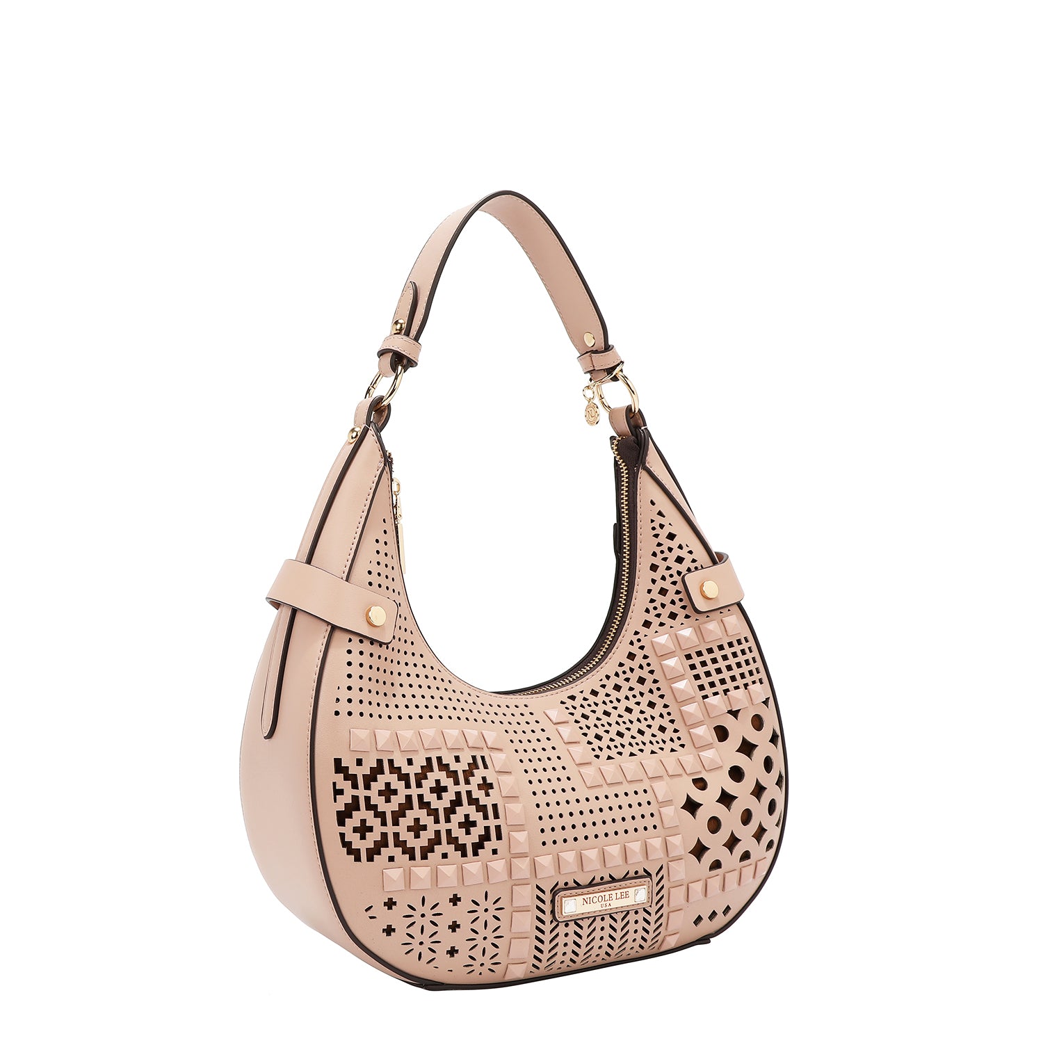 Shoulder bag with geometric cut (pink)