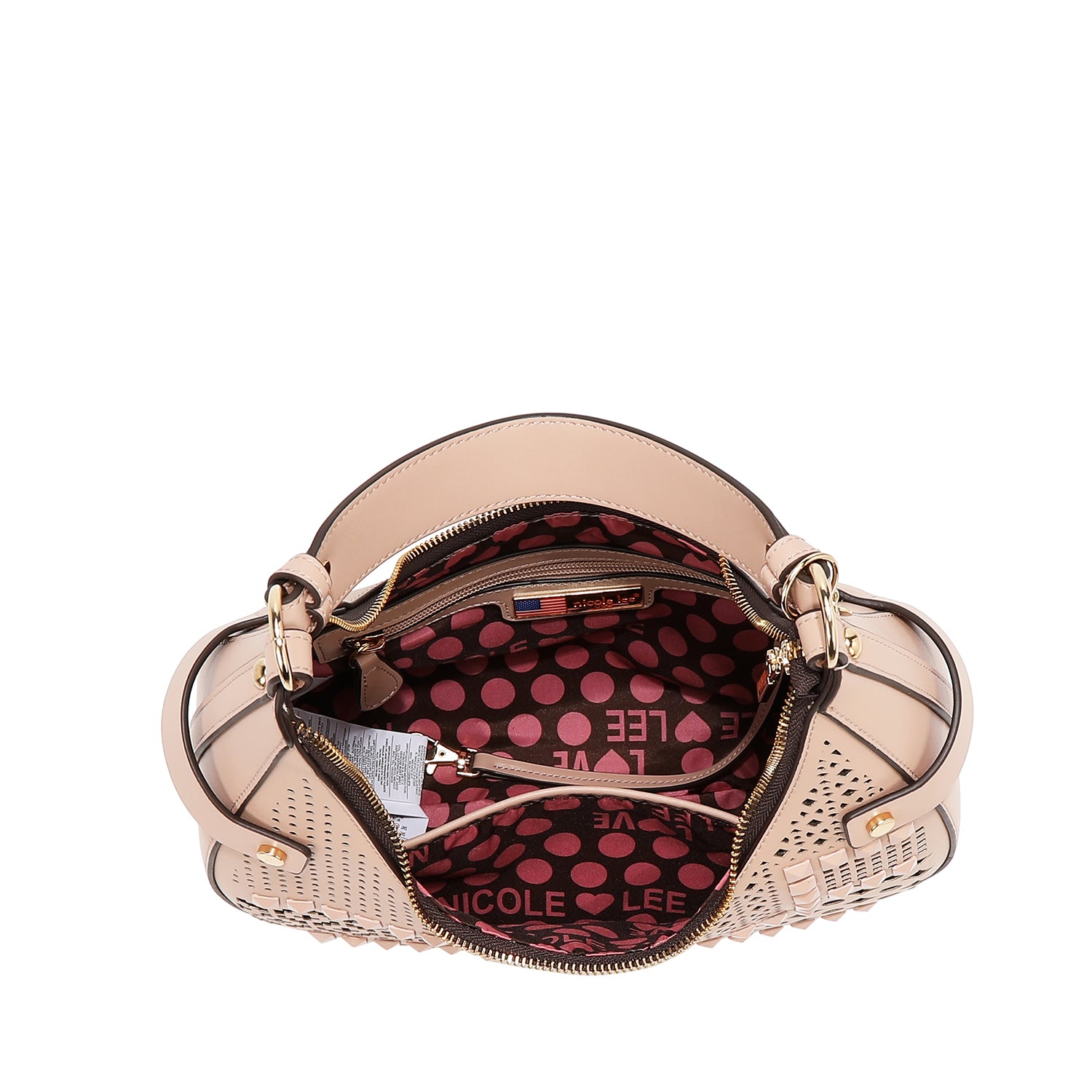 Shoulder bag with geometric cut (sand)