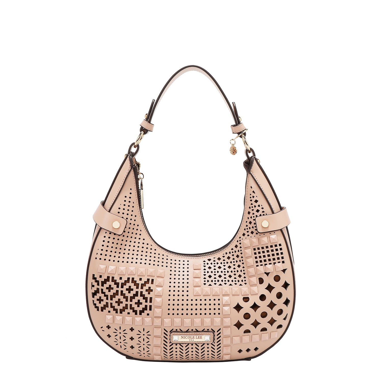 Shoulder bag with geometric cut (pink)
