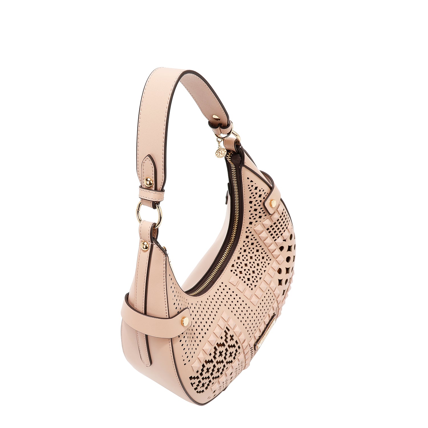 Shoulder bag with geometric cut (pink)