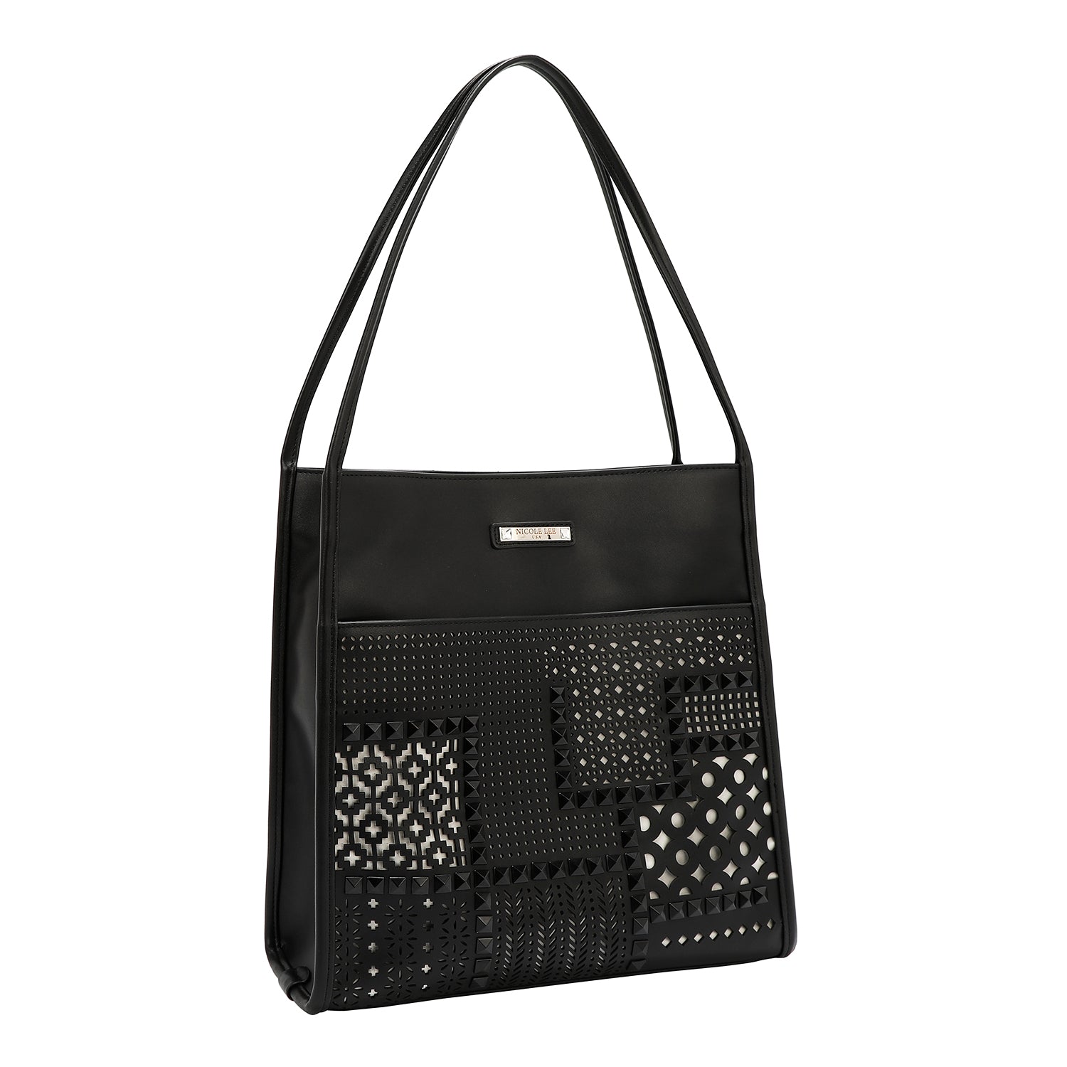 Two -piece bag with geometric cut (black)