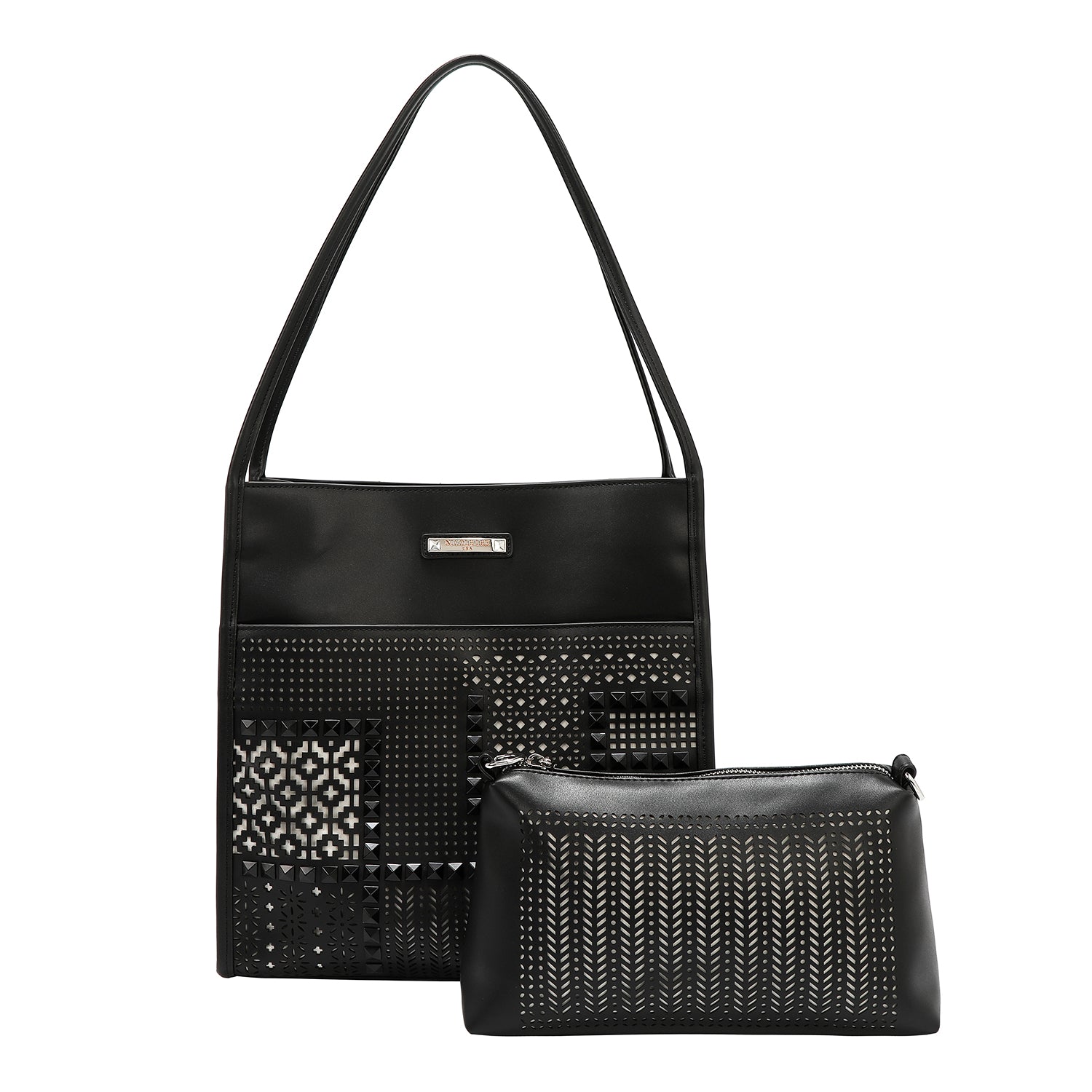 Two -piece bag with geometric cut (black)