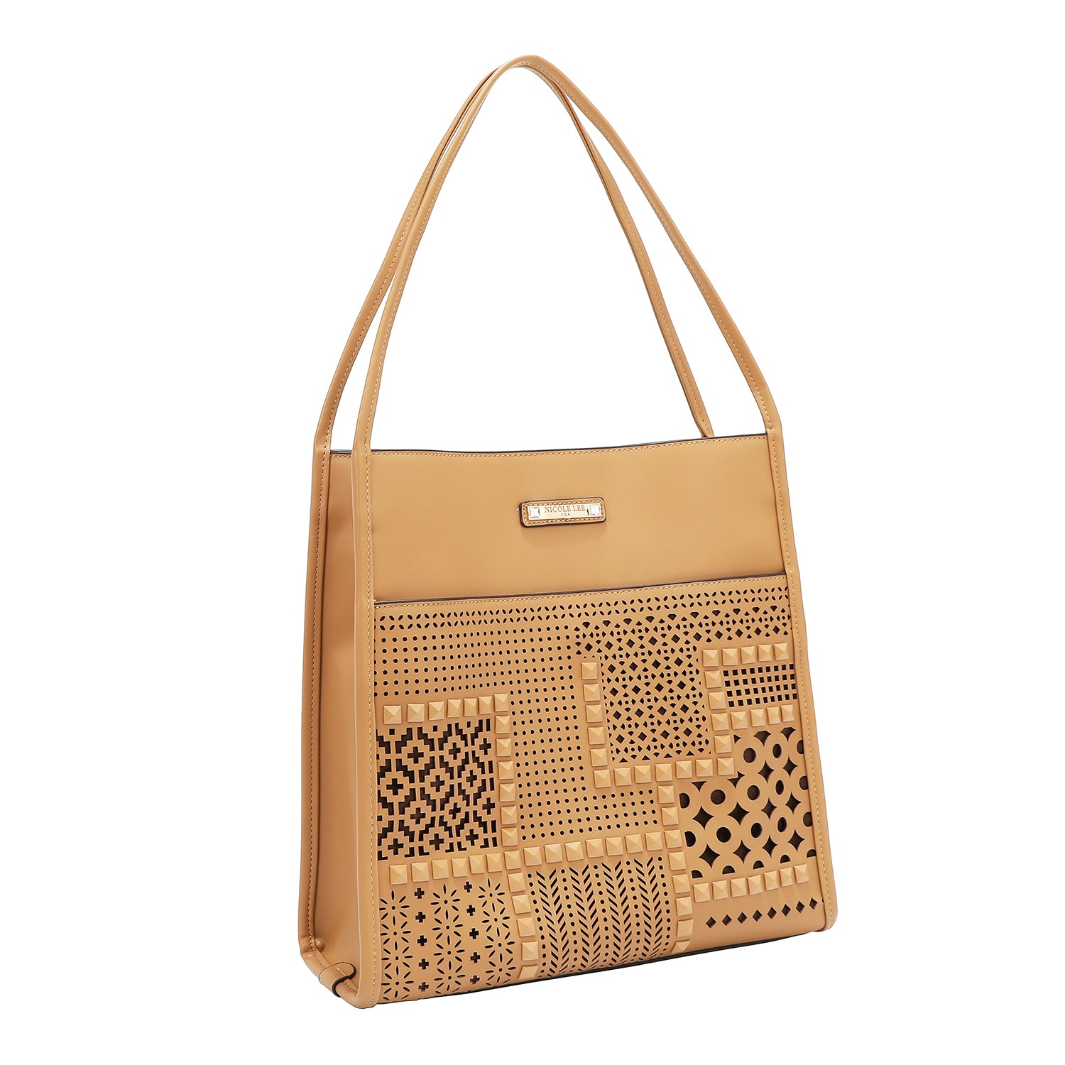 Two -piece bag with geometric cuts (sand)