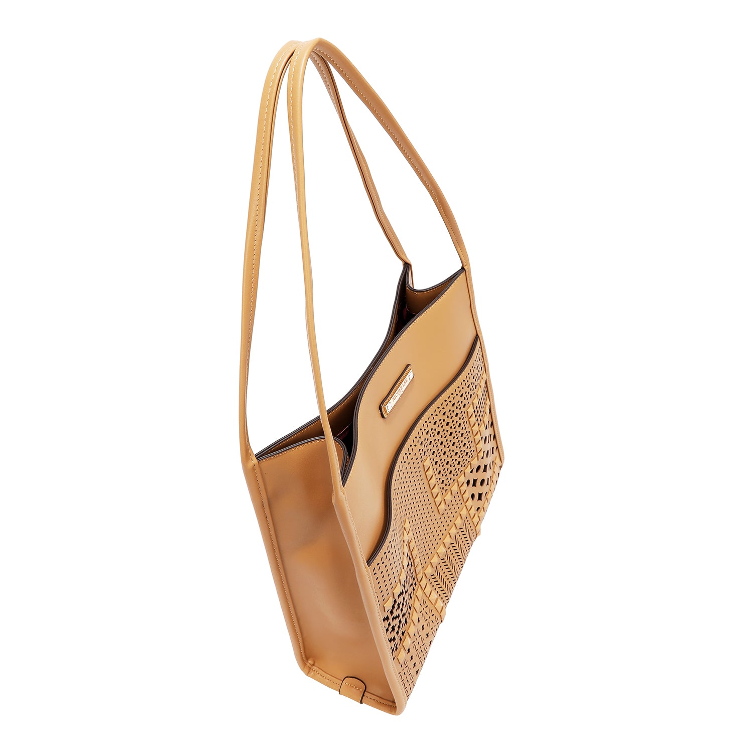 Two -piece bag with geometric cuts (sand)