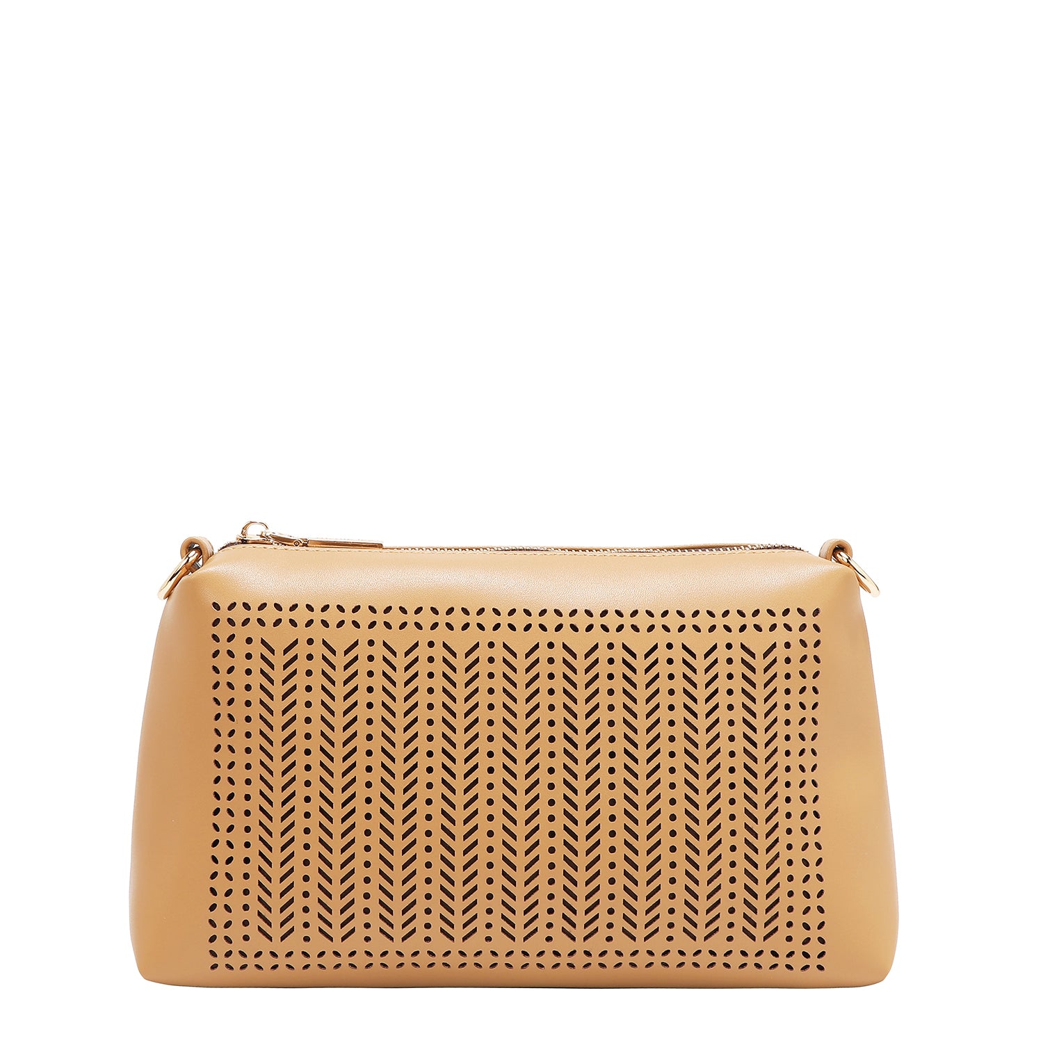 Two -piece bag with geometric cuts (sand)