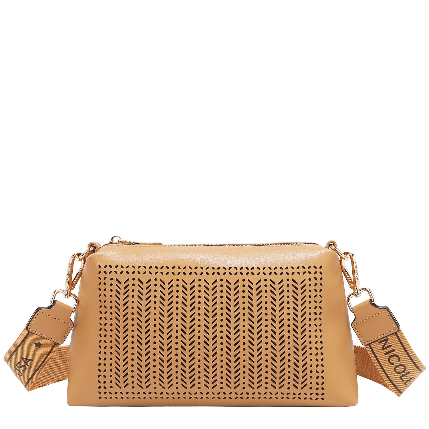 Two -piece bag with geometric cuts (sand)