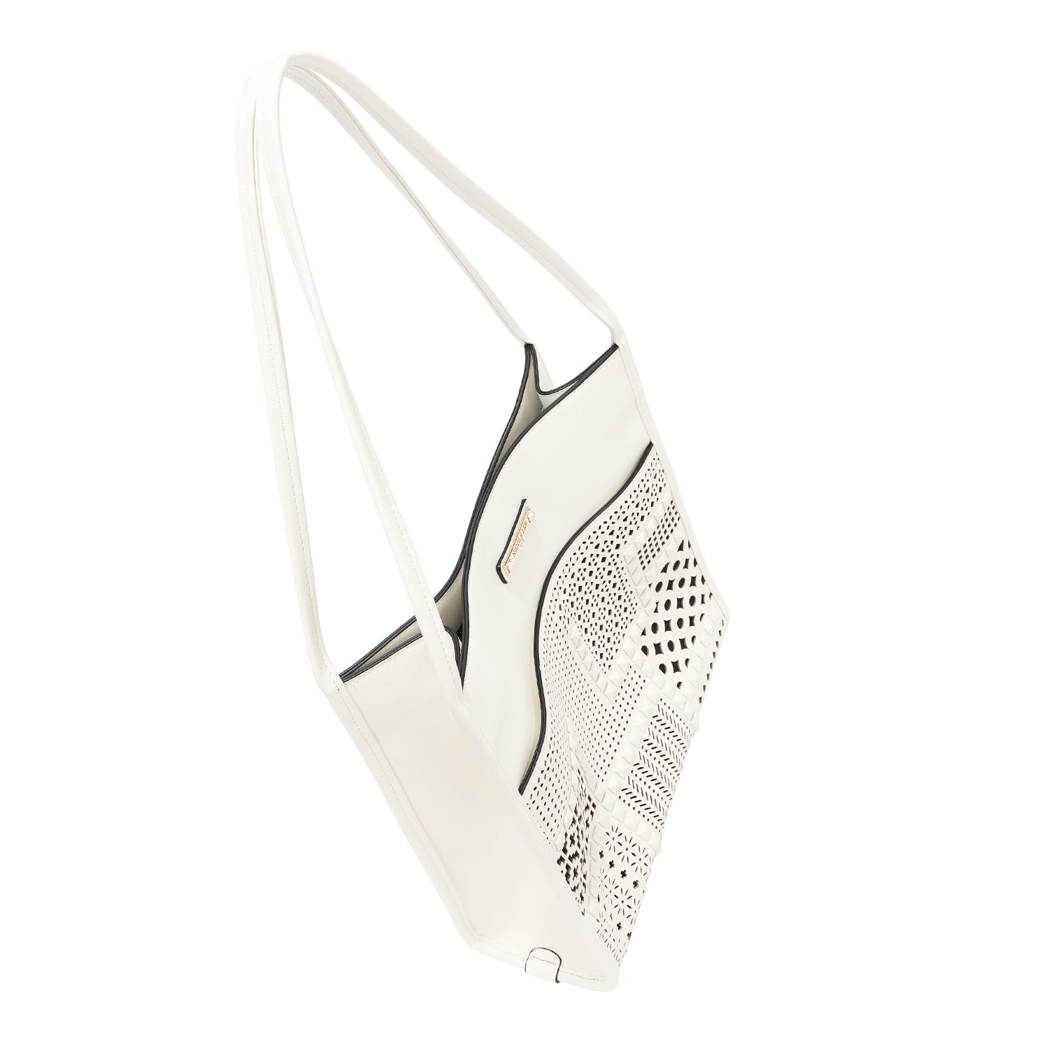 Two -piece bag with geometric cuts (white)