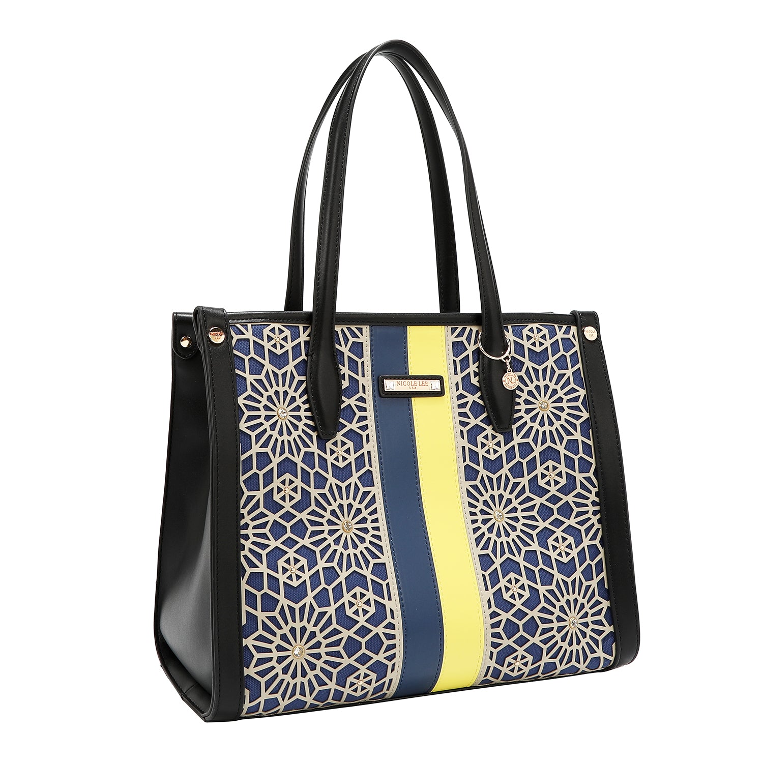LASER CUT GEOMETRIC TOTE BAG (BLACK)