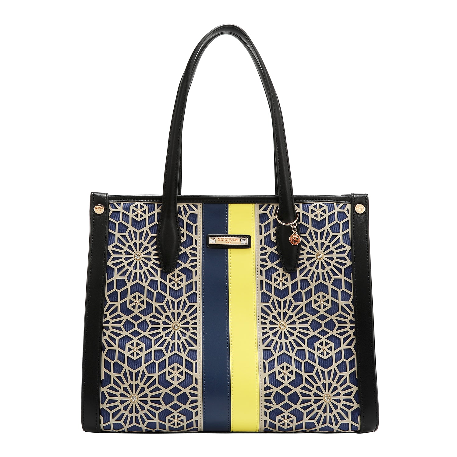 LASER CUT GEOMETRIC TOTE BAG (BLACK)