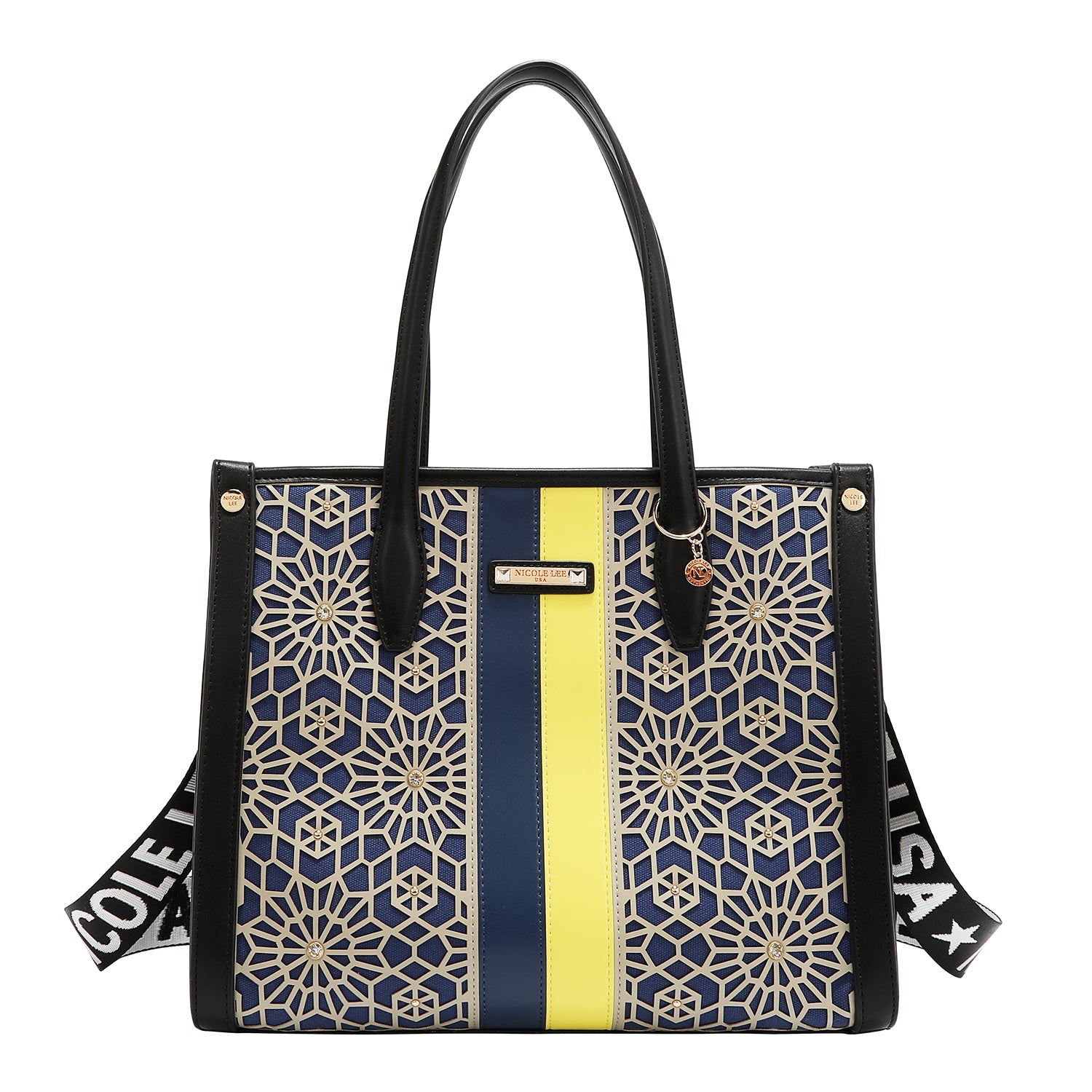 LASER CUT GEOMETRIC TOTE BAG (BLACK)