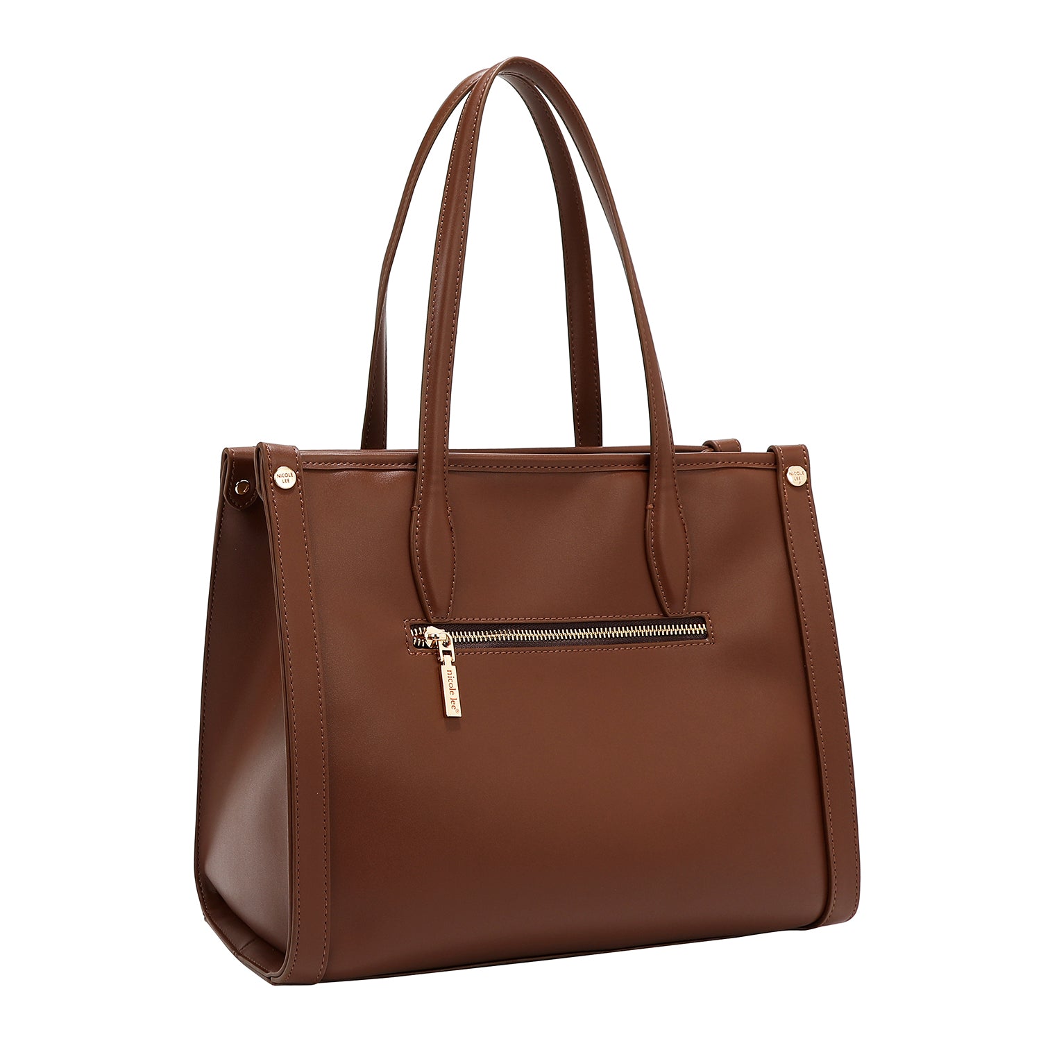 LASER CUT GEOMETRIC TOTE BAG (BROWN)