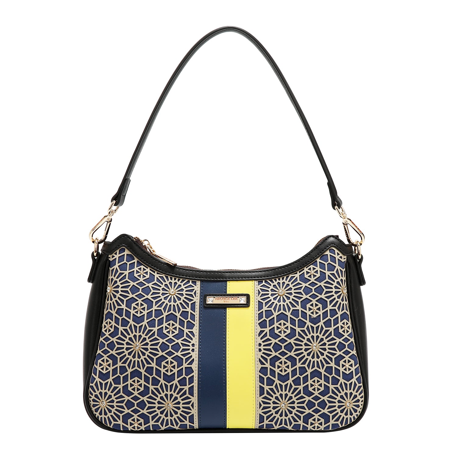 GEOMETRIC LASER CUT SHOULDER BAG (BLACK)