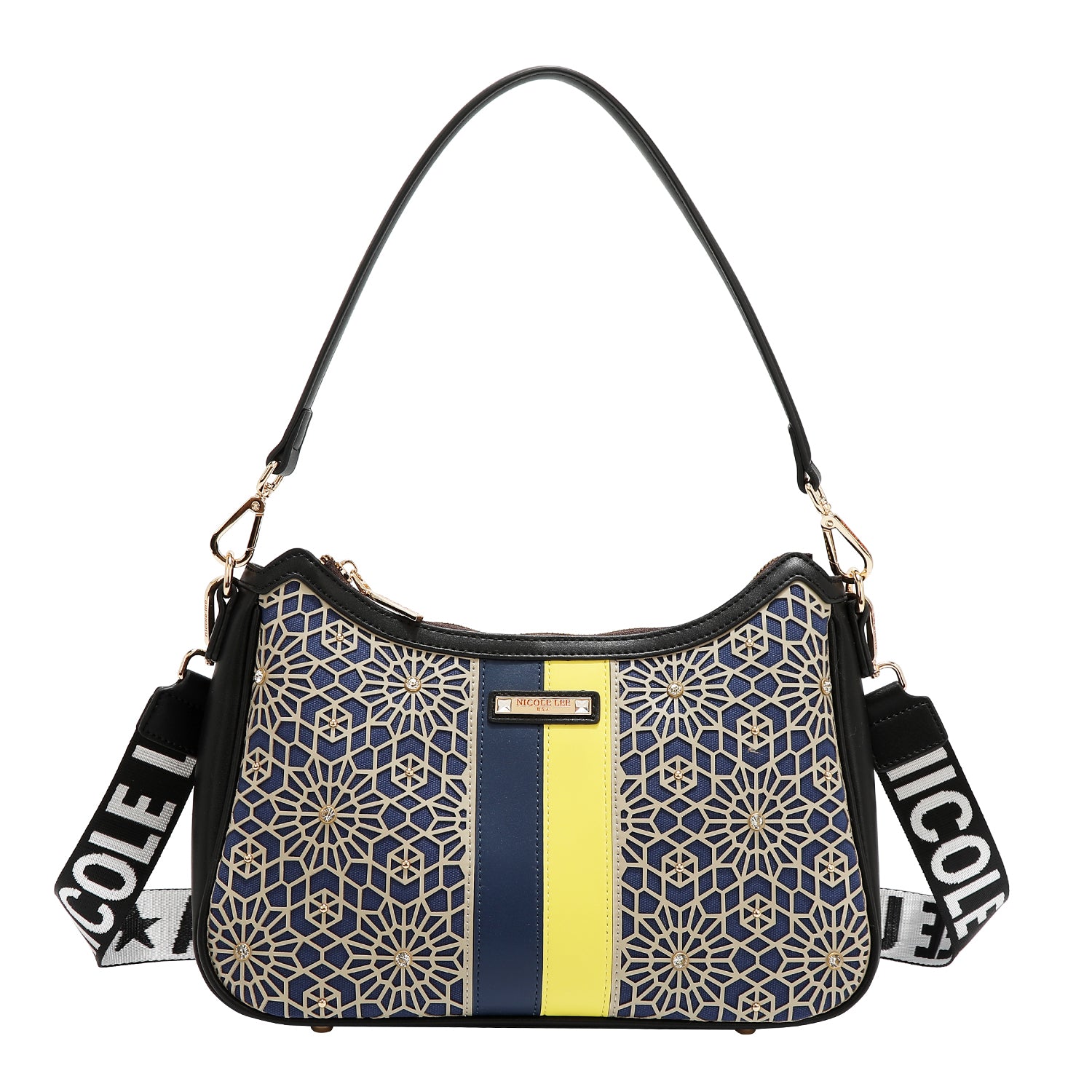 GEOMETRIC LASER CUT SHOULDER BAG (BLACK)