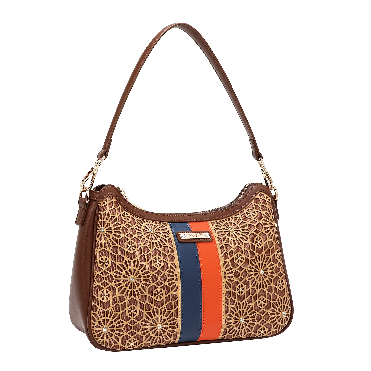 BORSA A TRACOLLA GEOMETRICA TAGLIA LASER (MARRONE)
