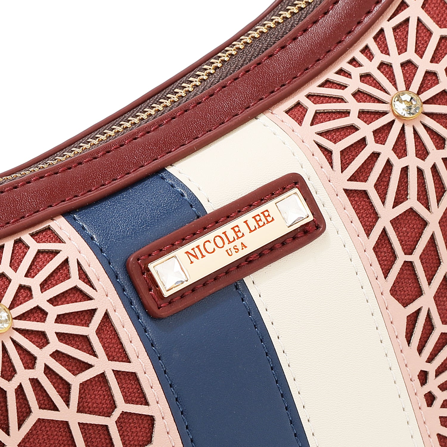 GEOMETRIC LASER CUT SHOULDER BAG (WINE)