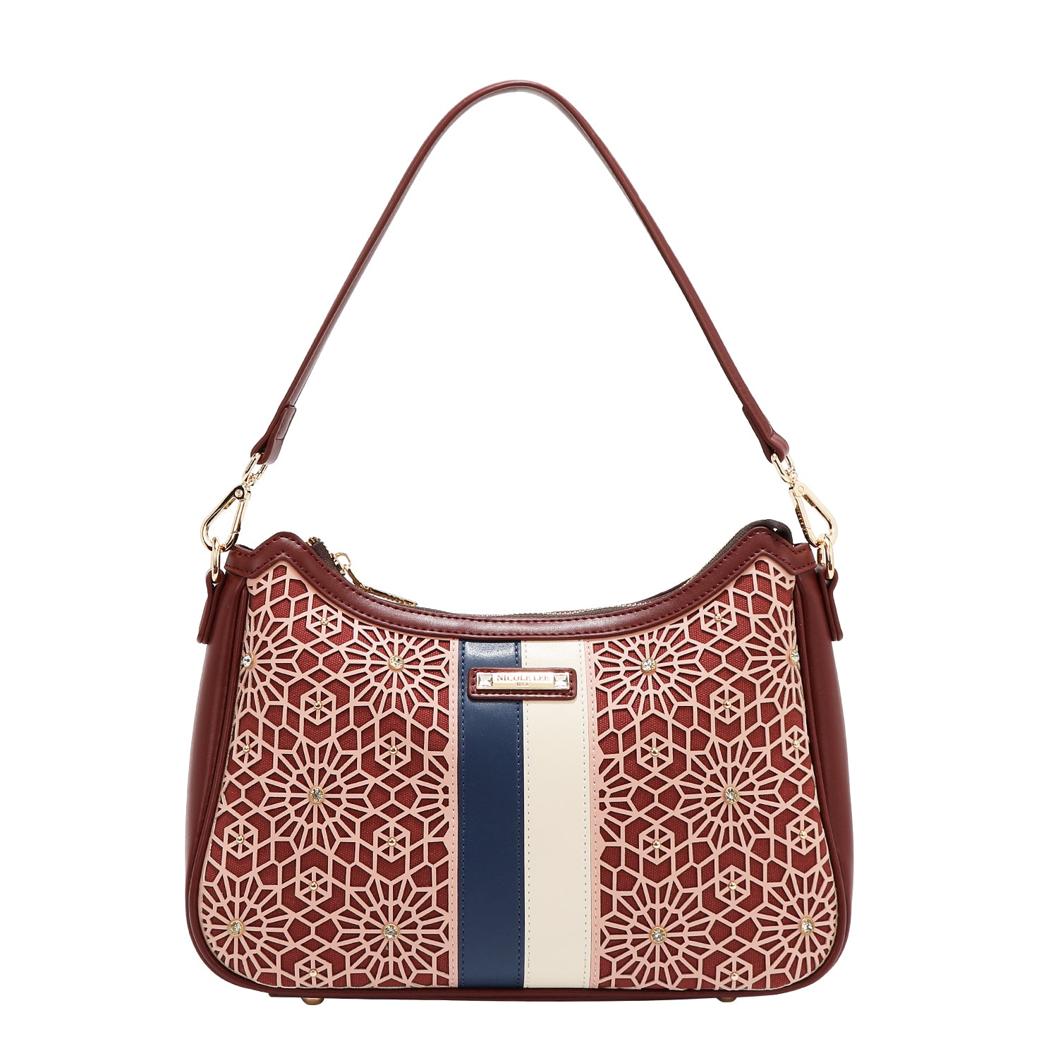 GEOMETRIC LASER CUT SHOULDER BAG (WINE)