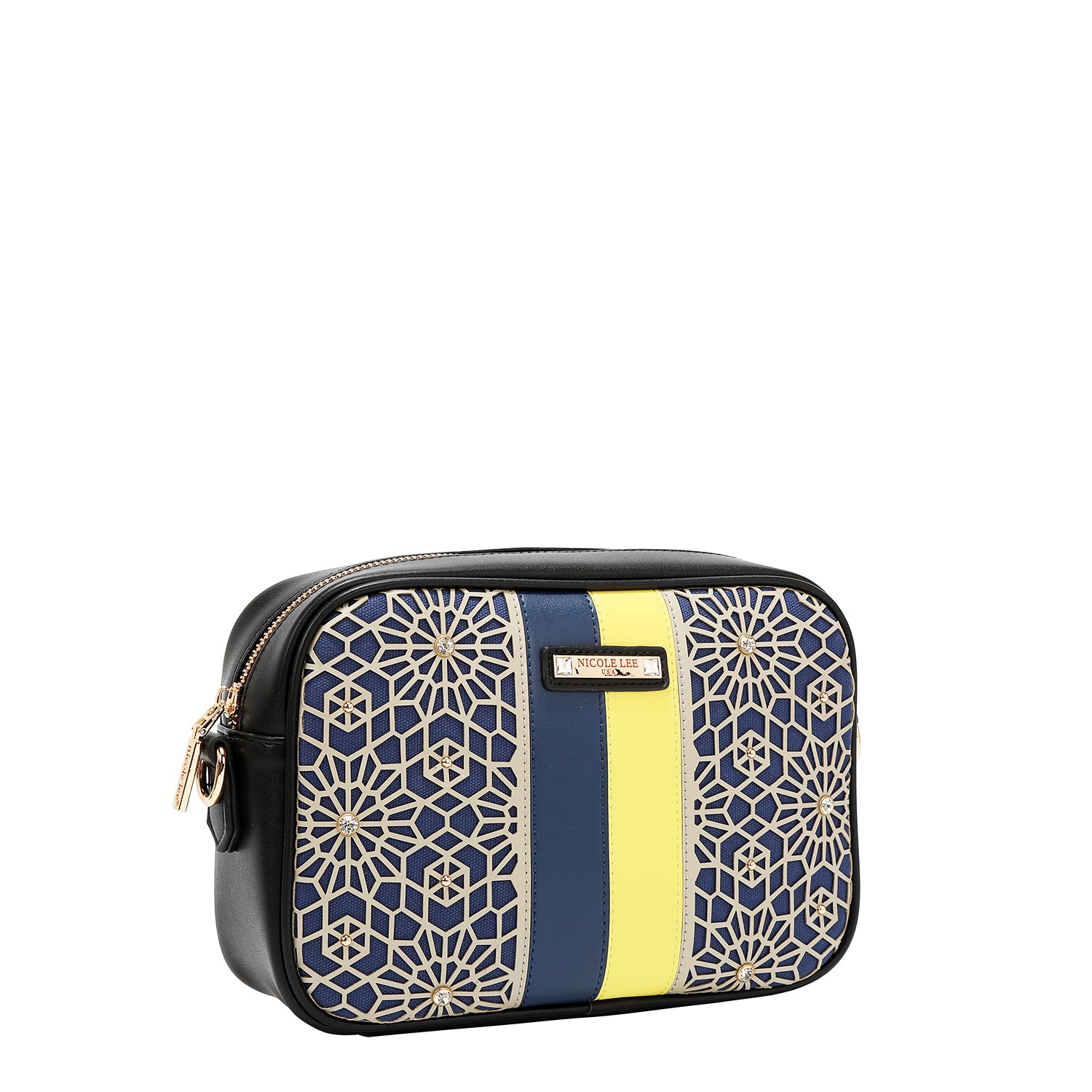 LASER CUT GEOMETRIC CROSSBODY BAG (BLACK)