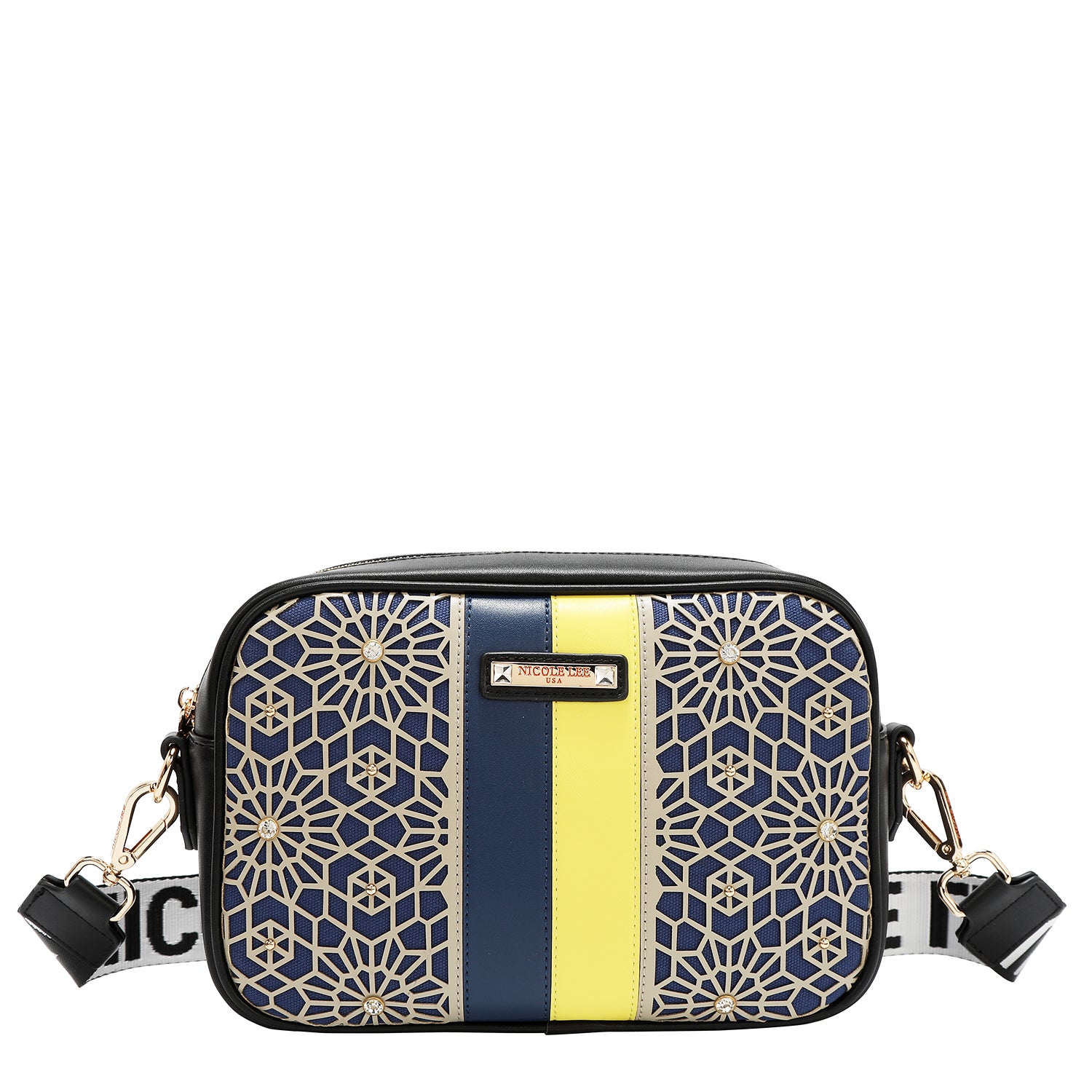 LASER CUT GEOMETRIC CROSSBODY BAG (BLACK)