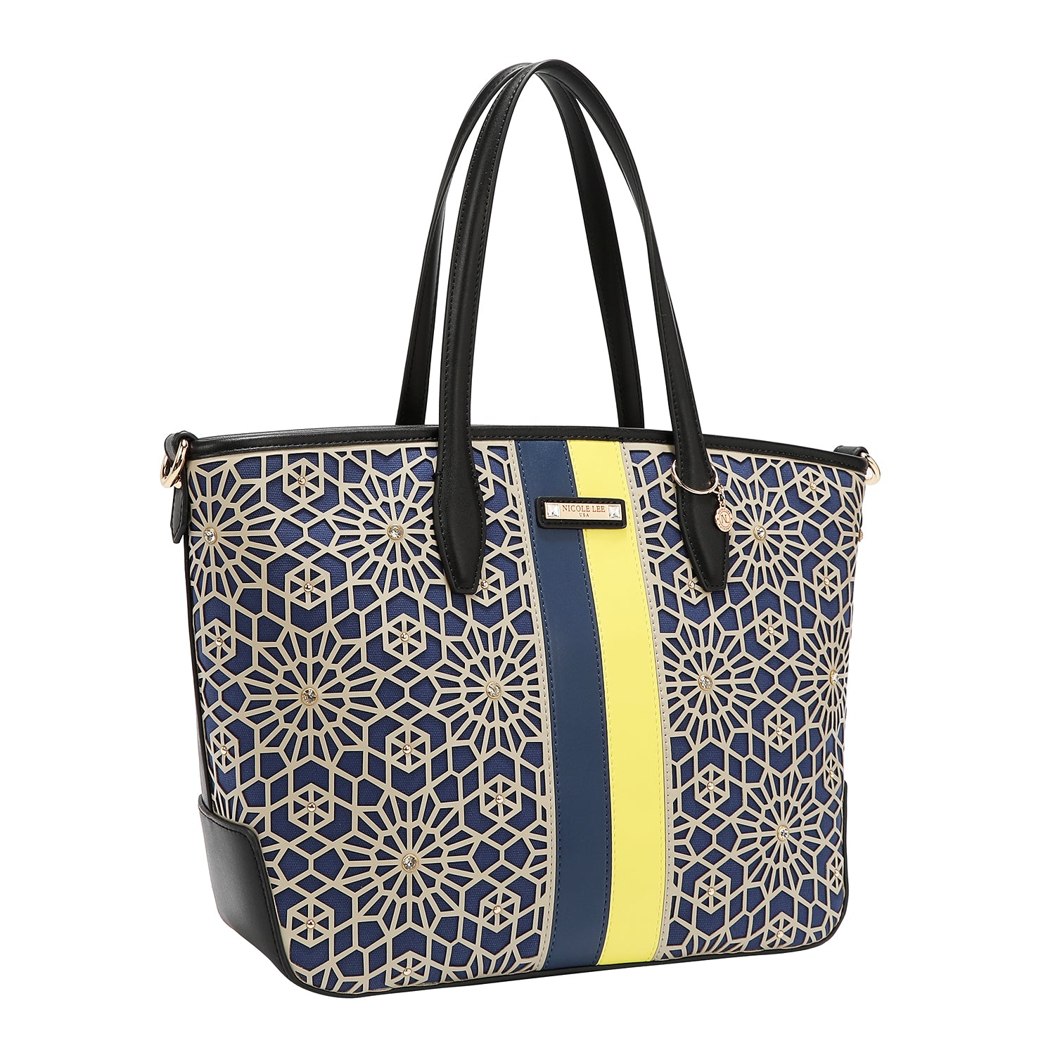 LASER CUT GEOMETRIC SHOPPER (BLACK)