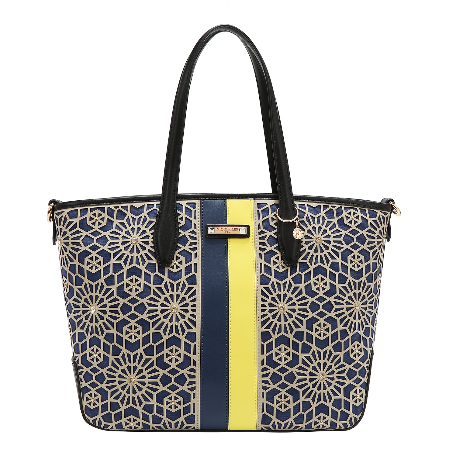 LASER CUT GEOMETRIC SHOPPER (BLACK)
