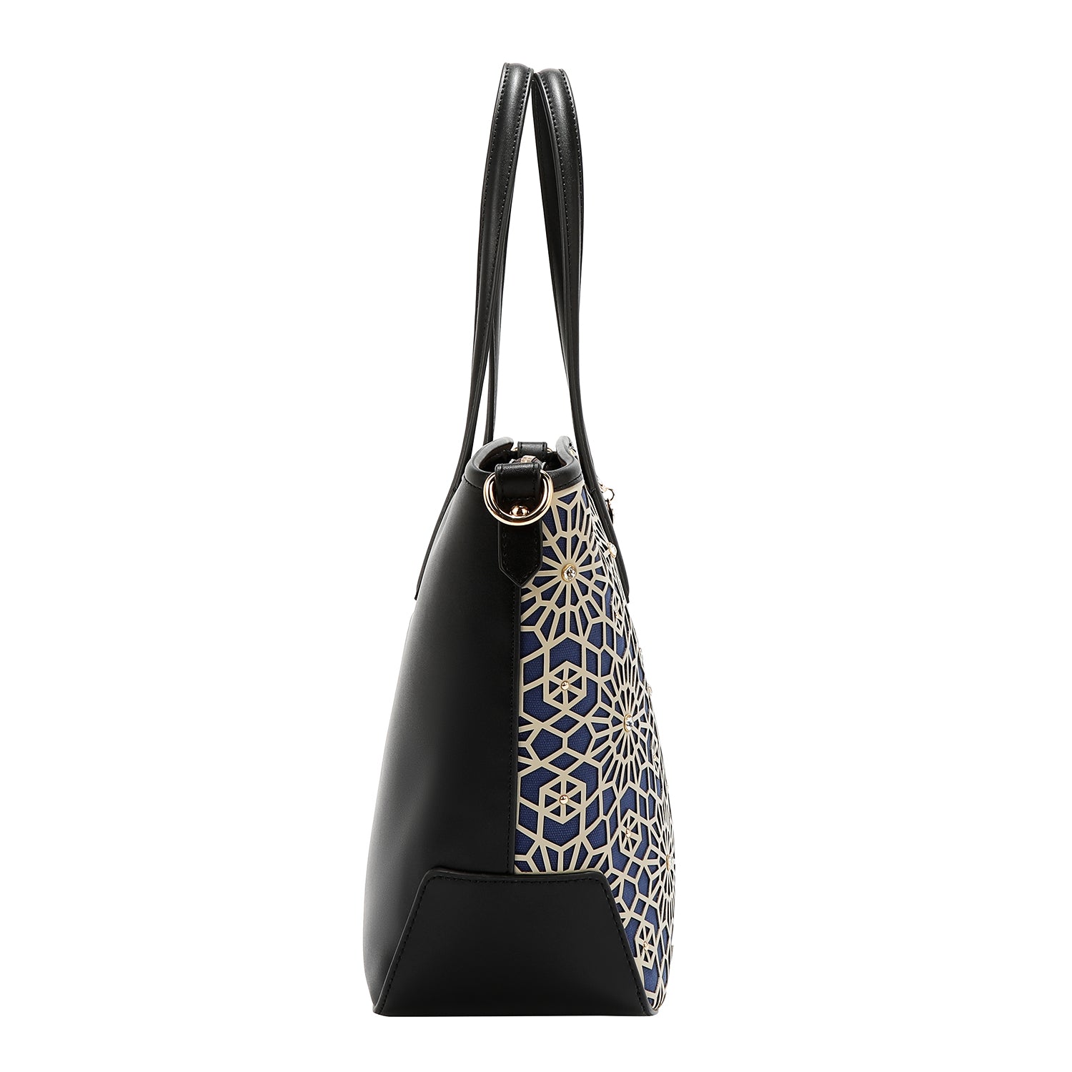 LASER CUT GEOMETRIC SHOPPER (BLACK)